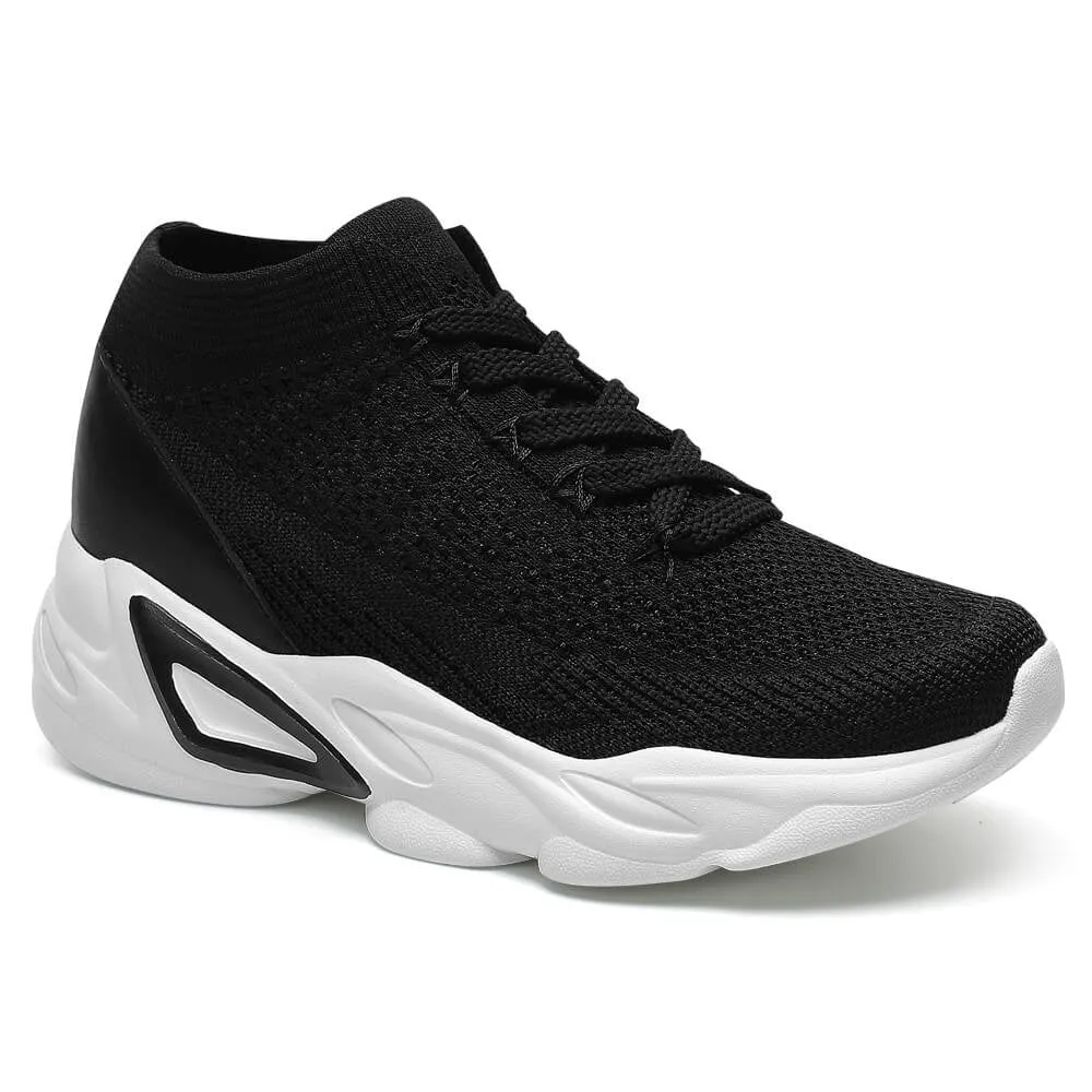 6 CM/ 2.36 Inches CMR CHAMARIPA Elevator Shoes for Women - Breathable Black Knit Shoes