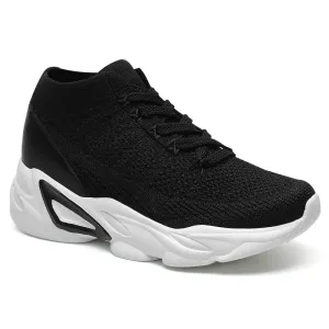 6 CM/ 2.36 Inches CMR CHAMARIPA Elevator Shoes for Women - Breathable Black Knit Shoes