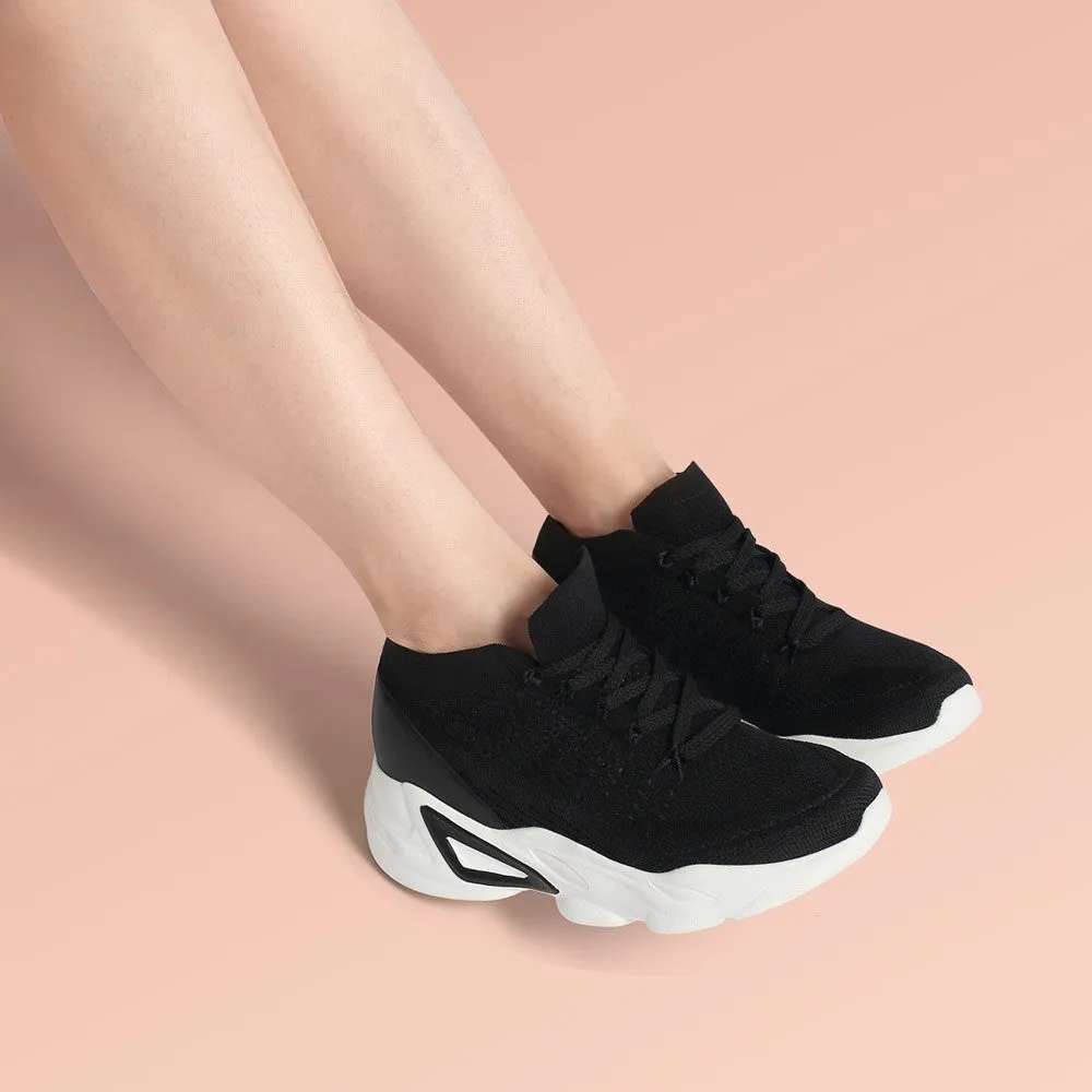 6 CM/ 2.36 Inches CMR CHAMARIPA Elevator Shoes for Women - Breathable Black Knit Shoes