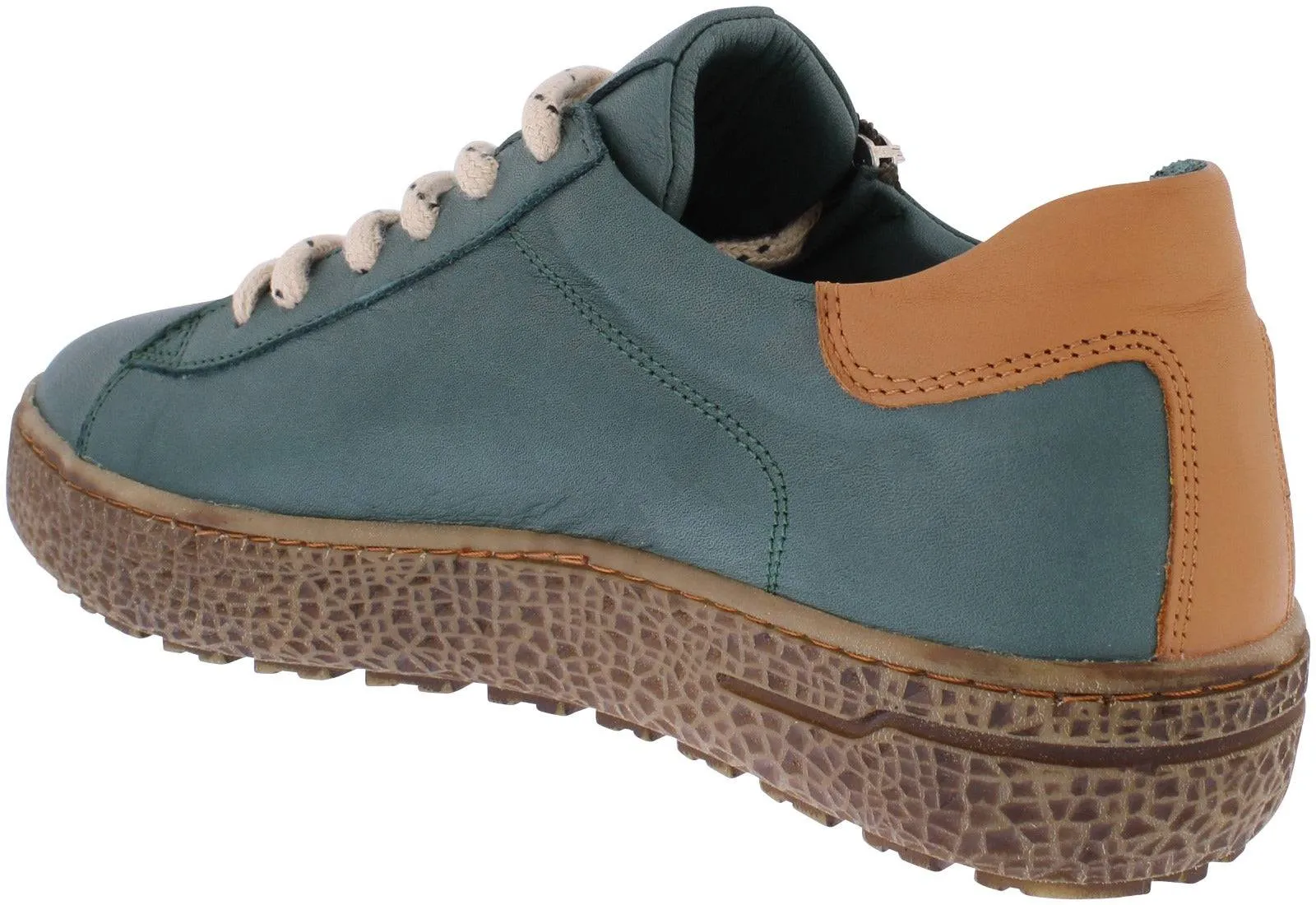 Adesso A7620 Cece Ladies Pickle Leather Zip & Lace Trainers