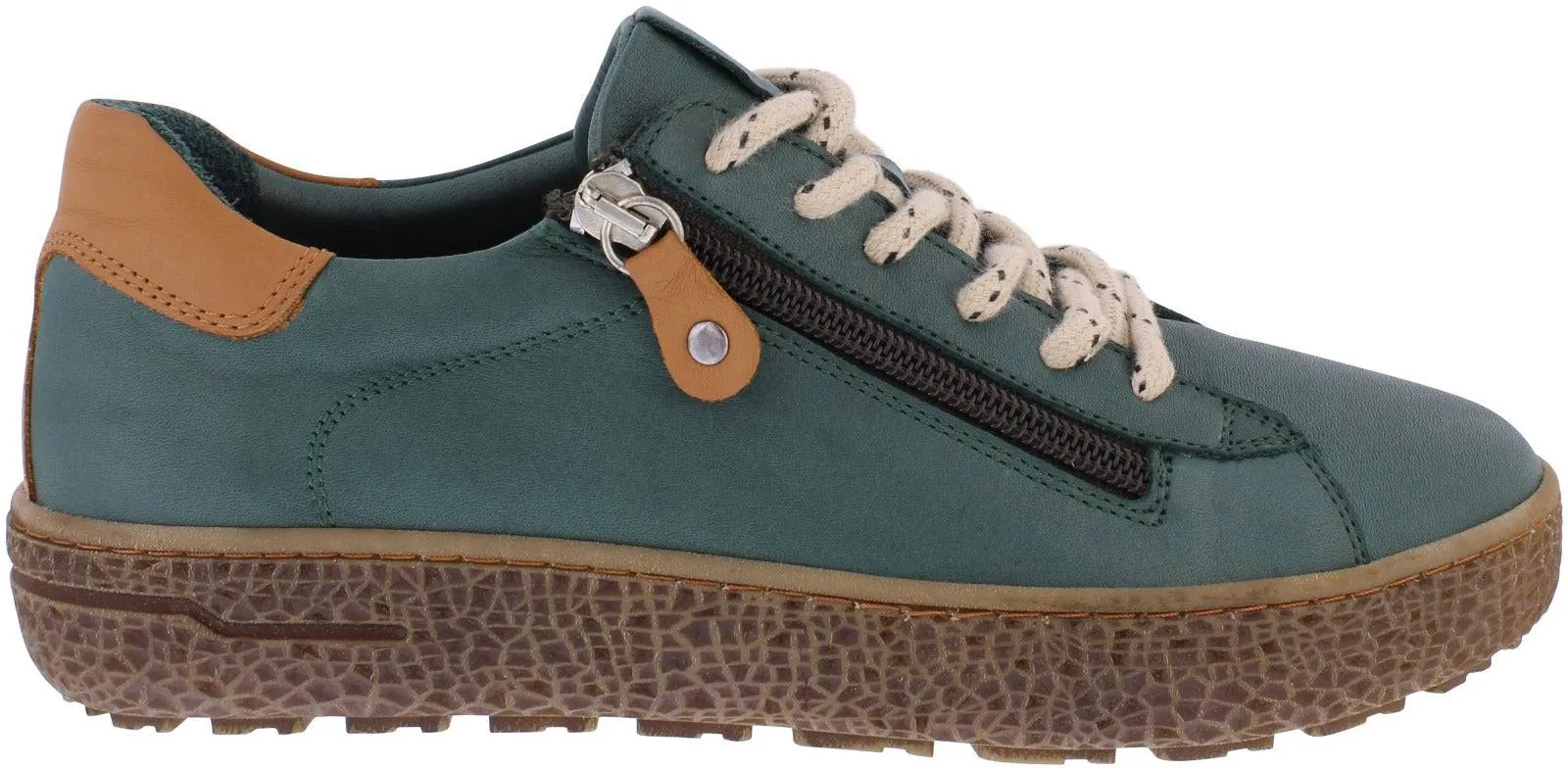 Adesso A7620 Cece Ladies Pickle Leather Zip & Lace Trainers