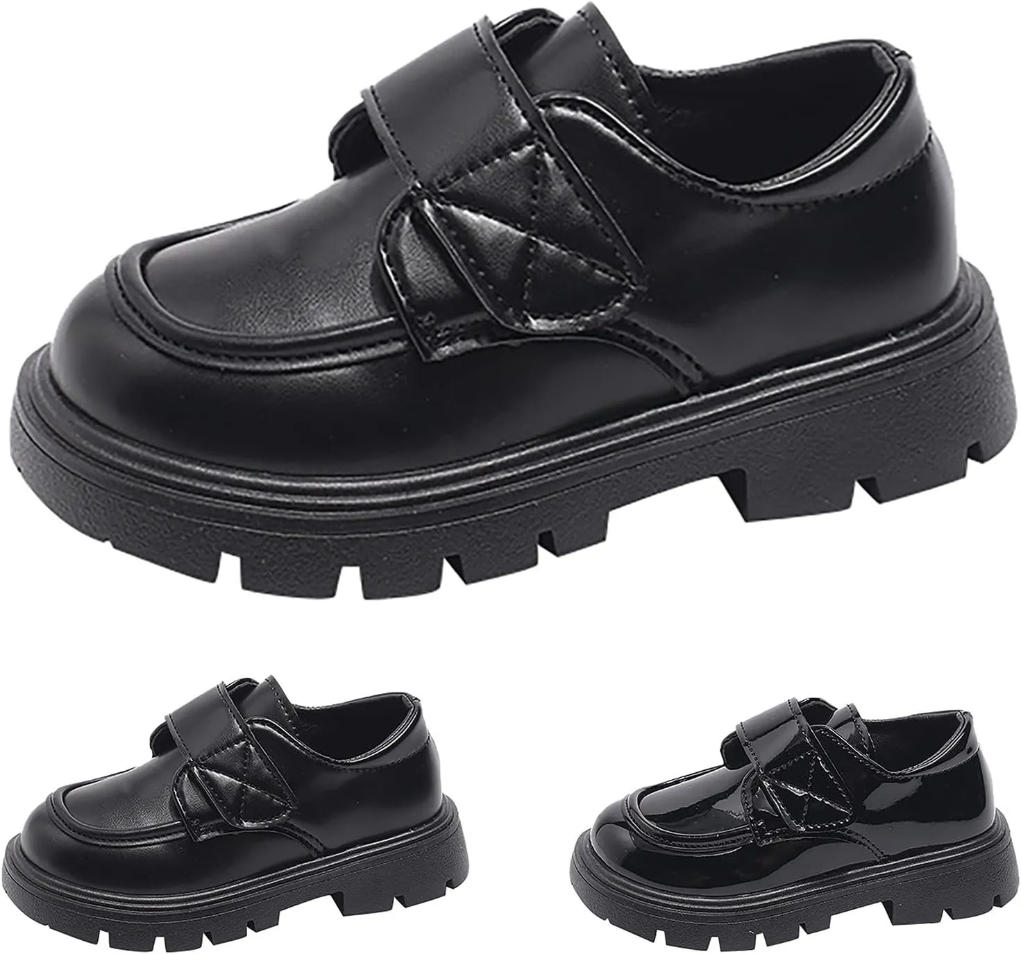 Baby Girls Platform Loafers, Chunky Loafers for Kids, Non-Slip Texture xfords PU Leather Wedding Dress Shoes