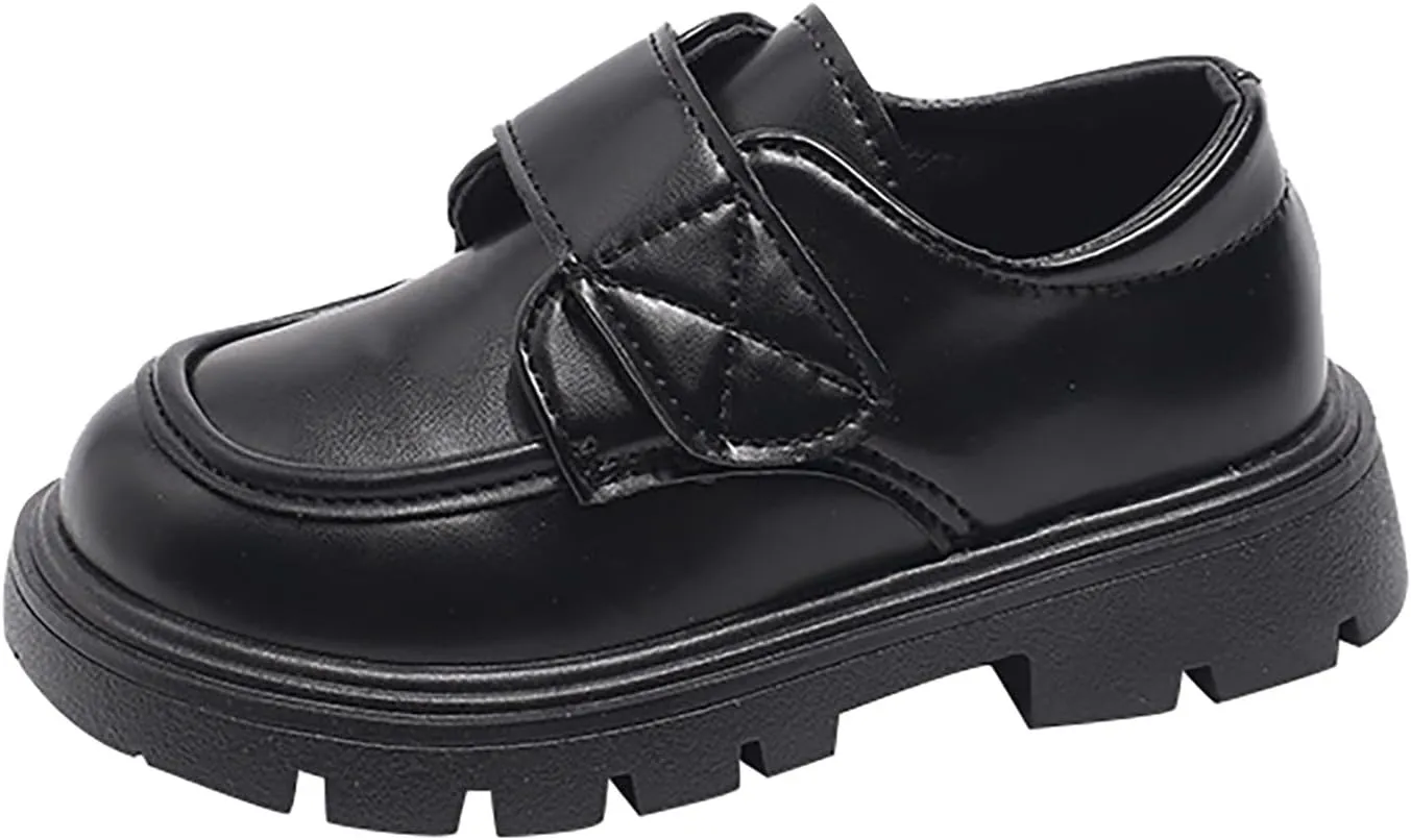 Baby Girls Platform Loafers, Chunky Loafers for Kids, Non-Slip Texture xfords PU Leather Wedding Dress Shoes