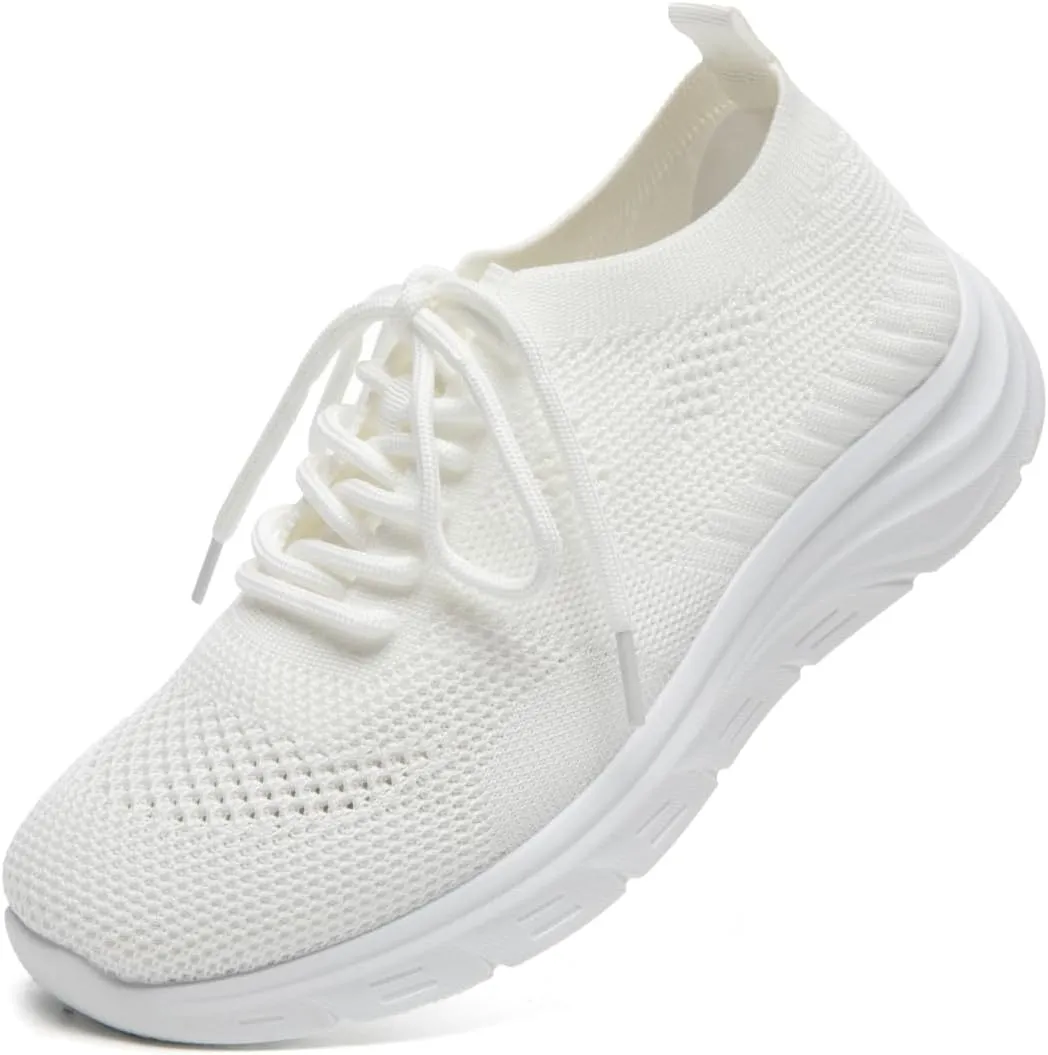 Bernal Women's Walking Shoes Casual Lace Up Lightweight Work Shoes Fashion Breathable Rhinestone Sparkle Sneakers Workout Gym Shoes