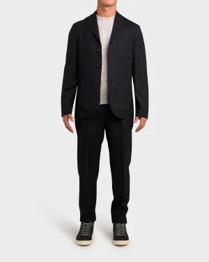 Black Pinstripe Wool Jacket