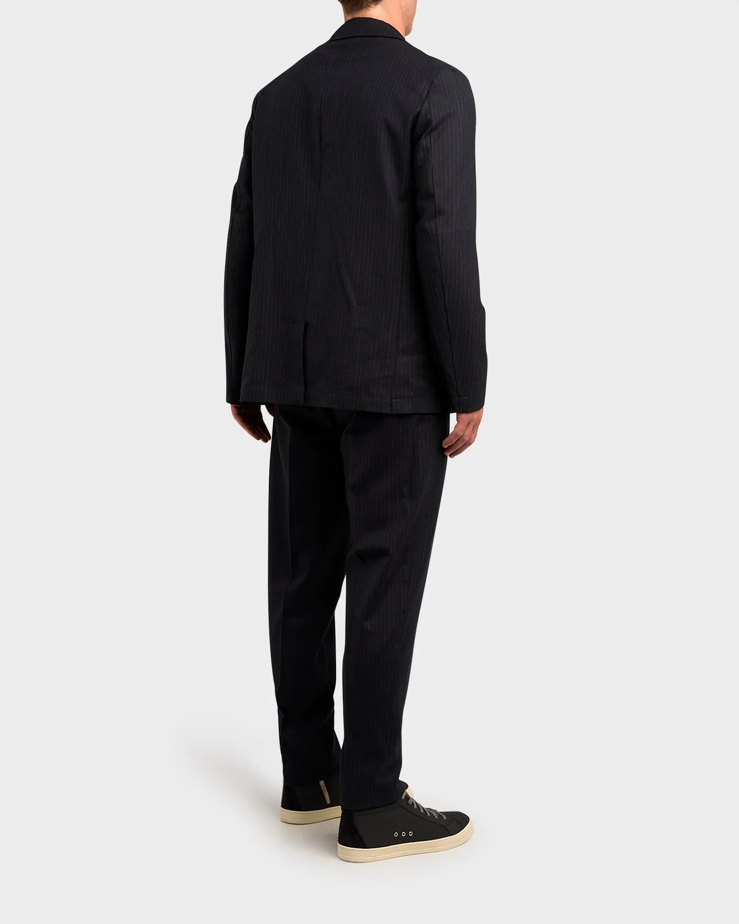 Black Pinstripe Wool Jacket