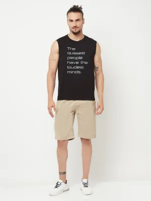 Black Printed Round Neck Lounge T-Shirt