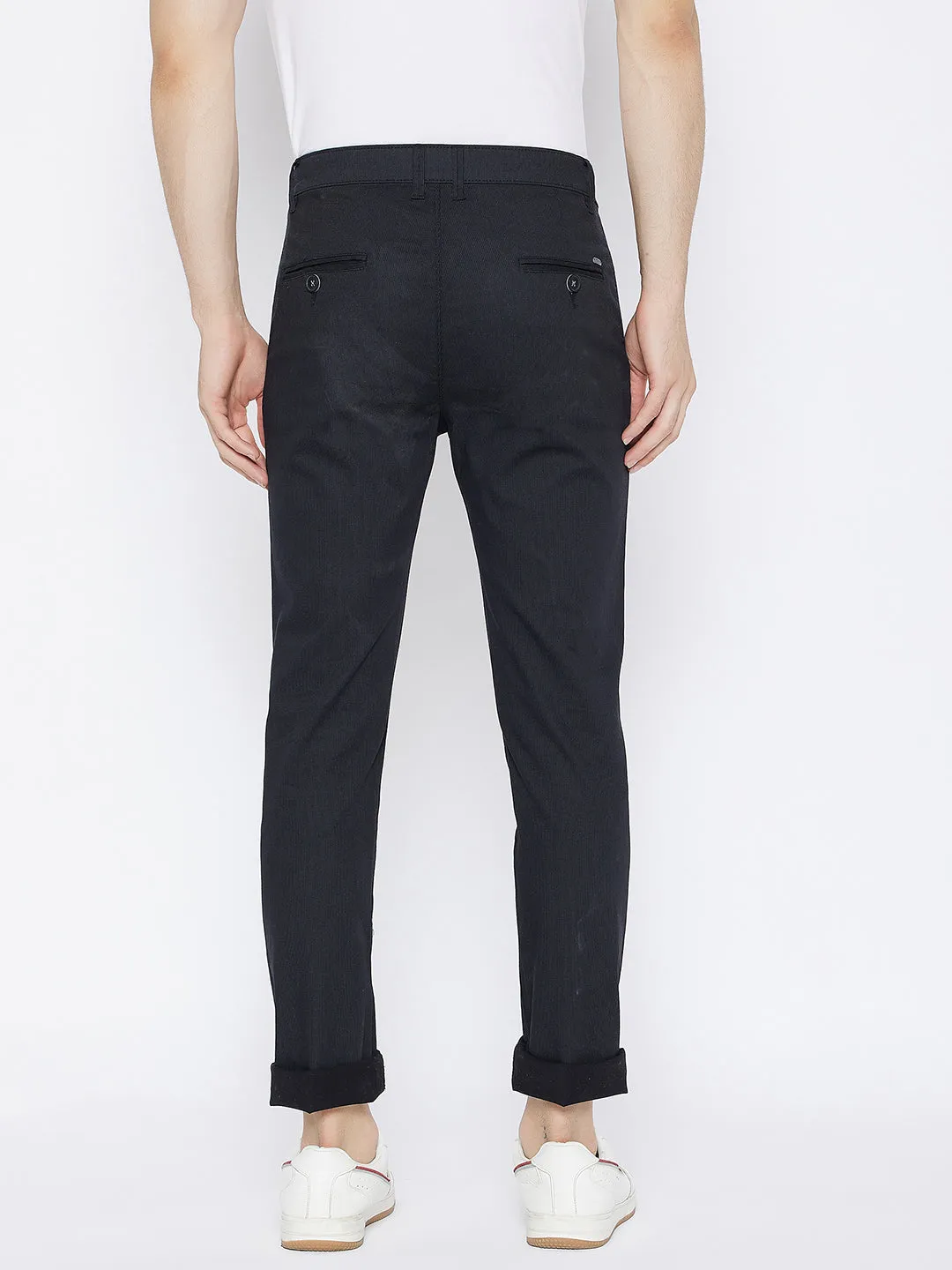 Black Printed Slim Fit Trousers