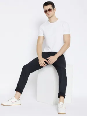 Black Printed Slim Fit Trousers
