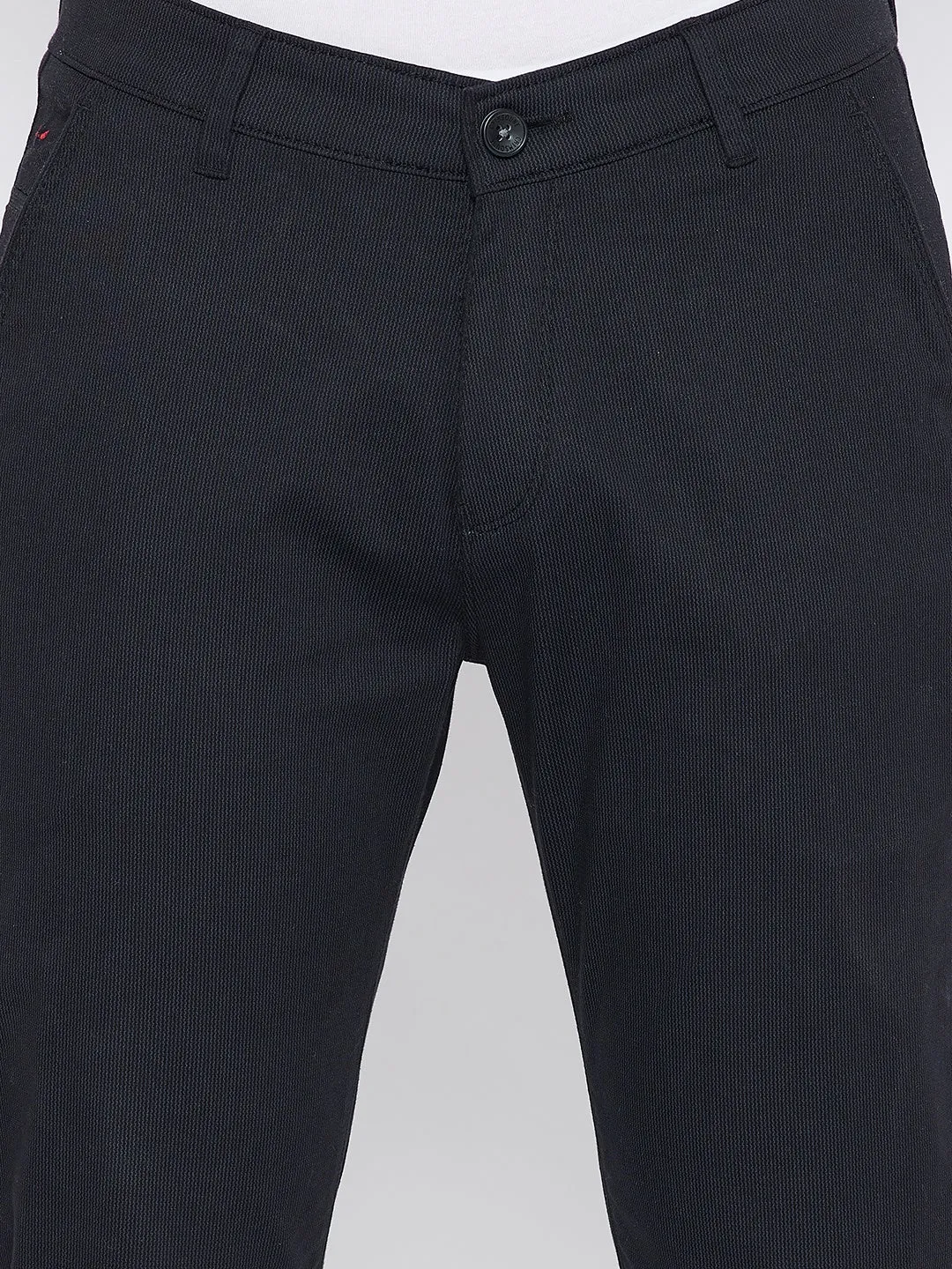 Black Printed Slim Fit Trousers