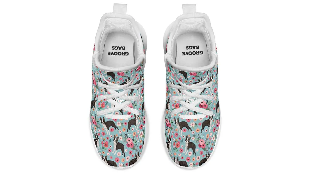 Boston Terrier Flower Kids Sneakers