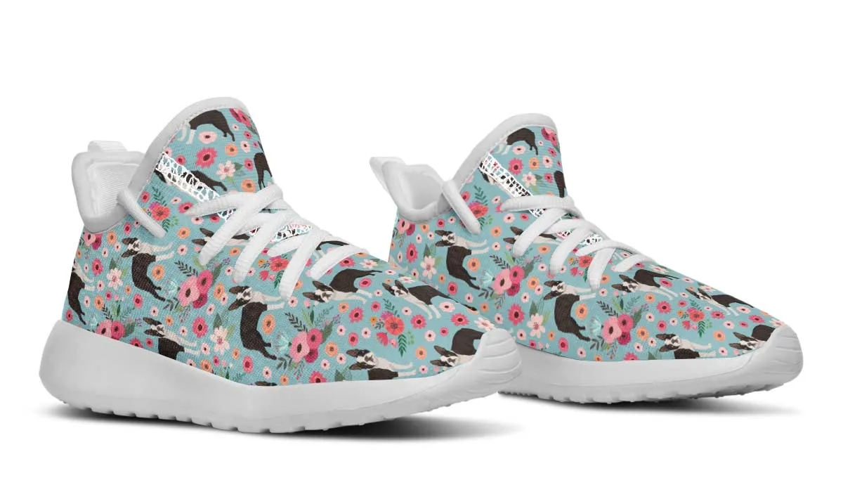 Boston Terrier Flower Kids Sneakers
