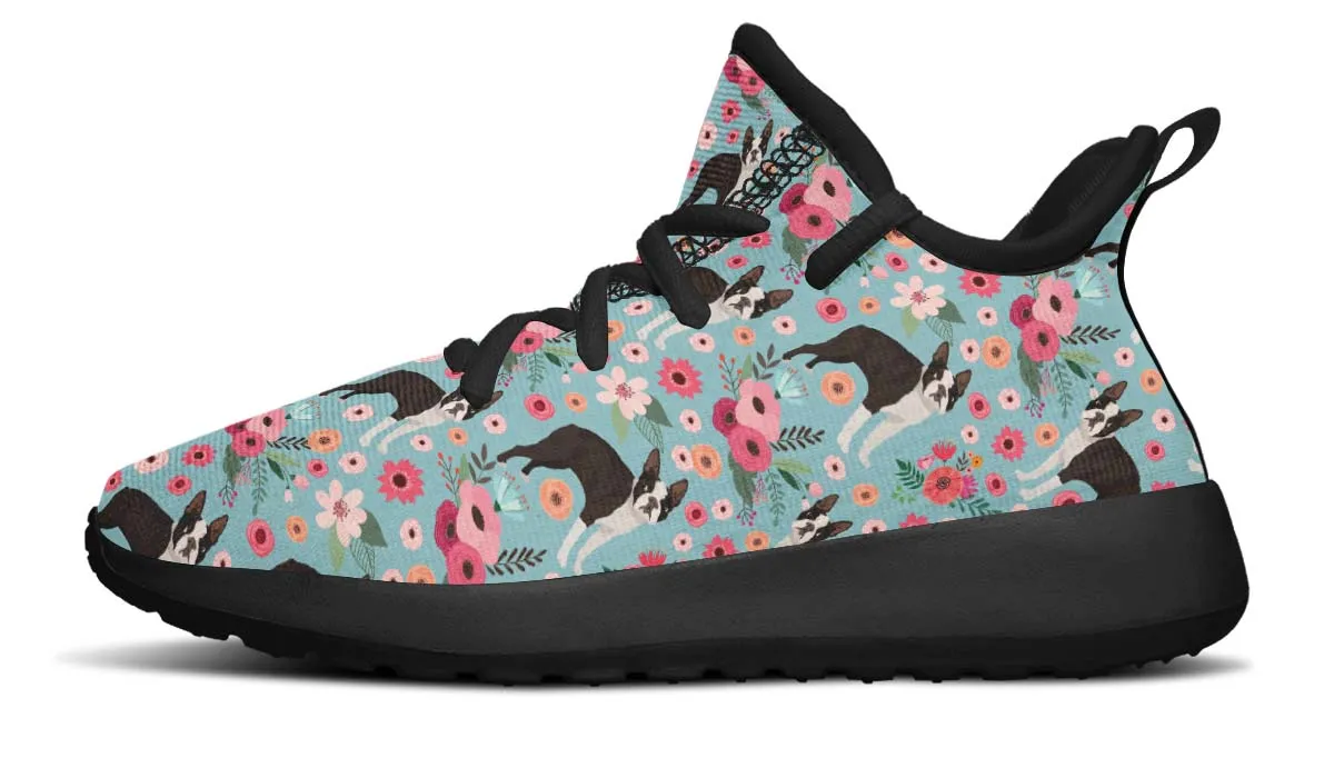 Boston Terrier Flower Kids Sneakers