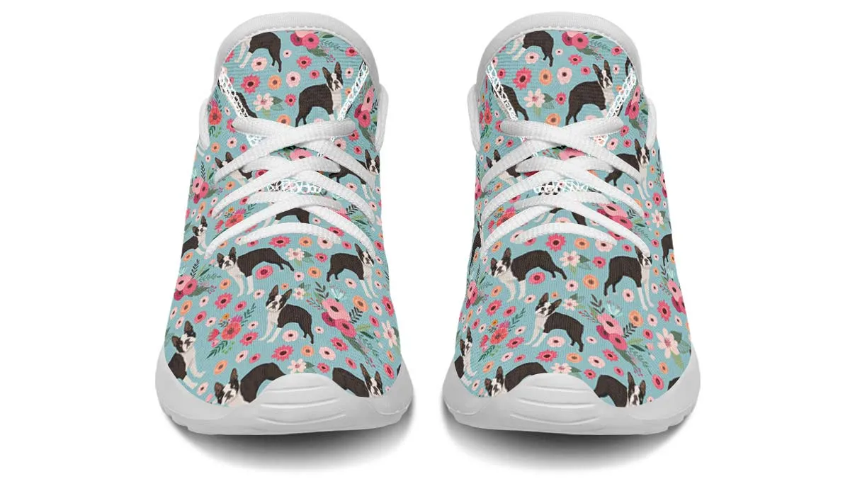 Boston Terrier Flower Kids Sneakers