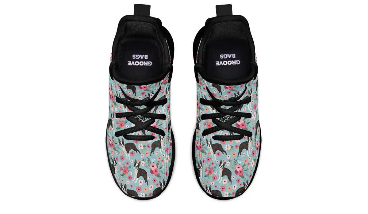 Boston Terrier Flower Kids Sneakers