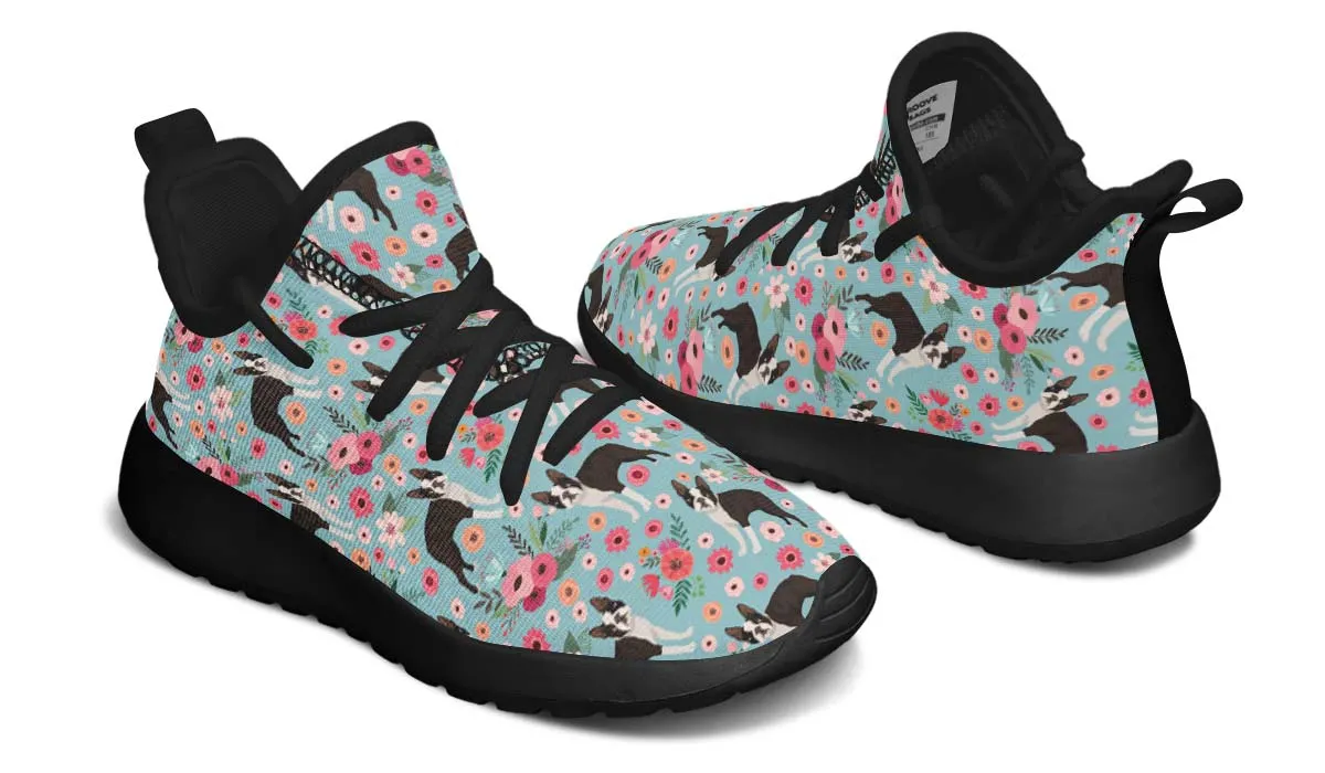 Boston Terrier Flower Kids Sneakers