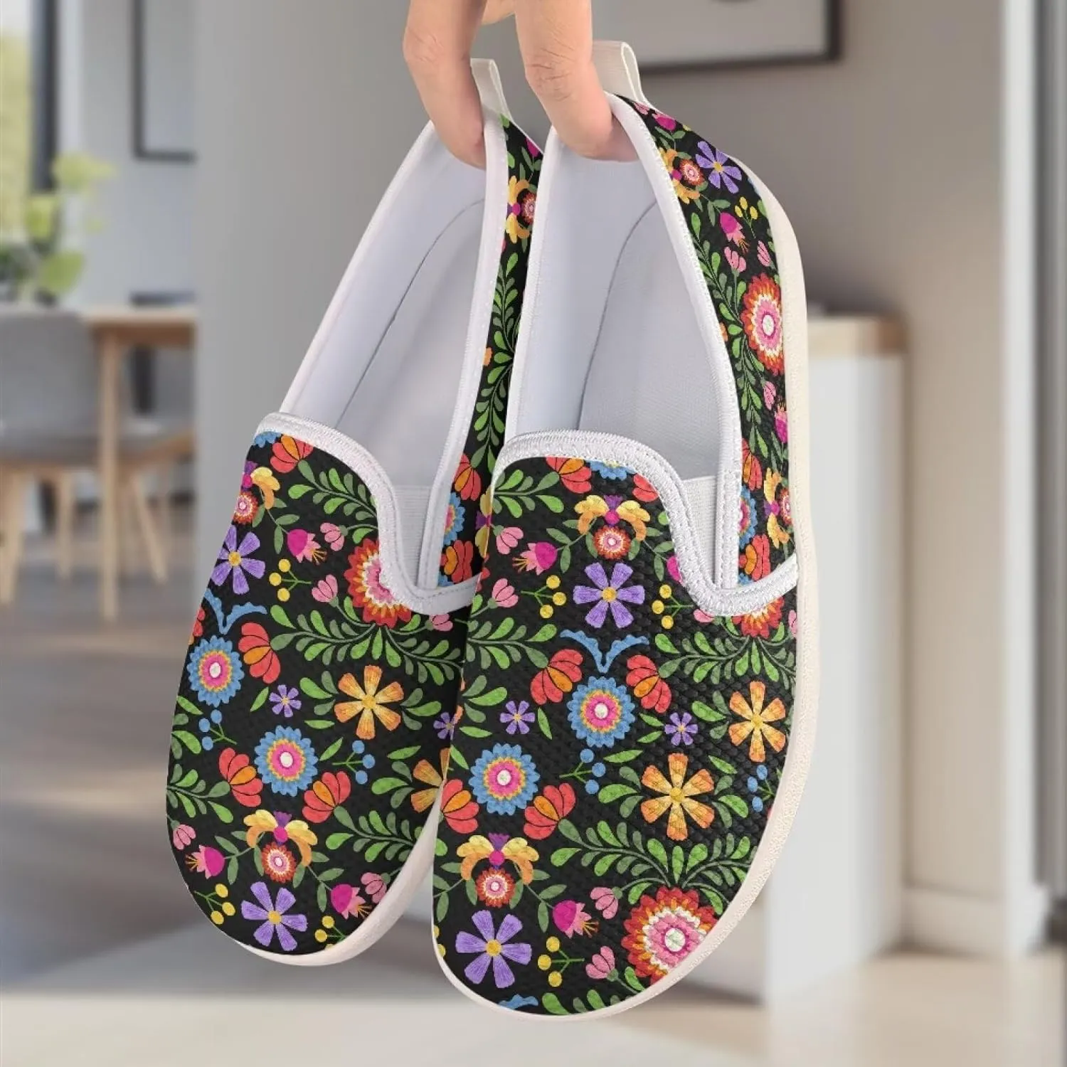 Casual House Shoes Lightweight Slip On Loafers for Womens Soft Breathable Everyday Non Slip Shoes for Workout US 6-11 White Sole