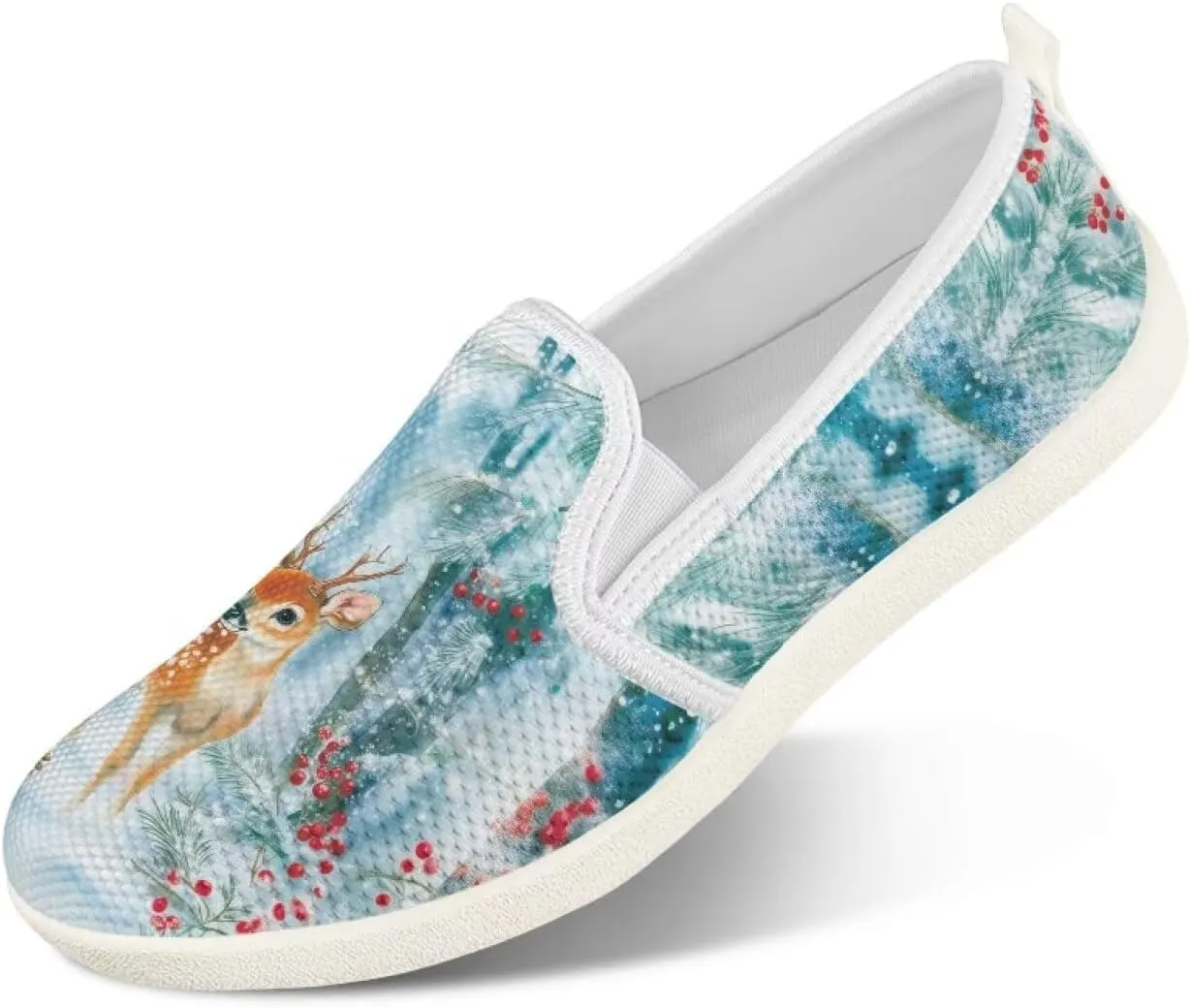 Casual House Shoes Lightweight Slip On Loafers for Womens Soft Breathable Everyday Non Slip Shoes for Workout US 6-11 White Sole