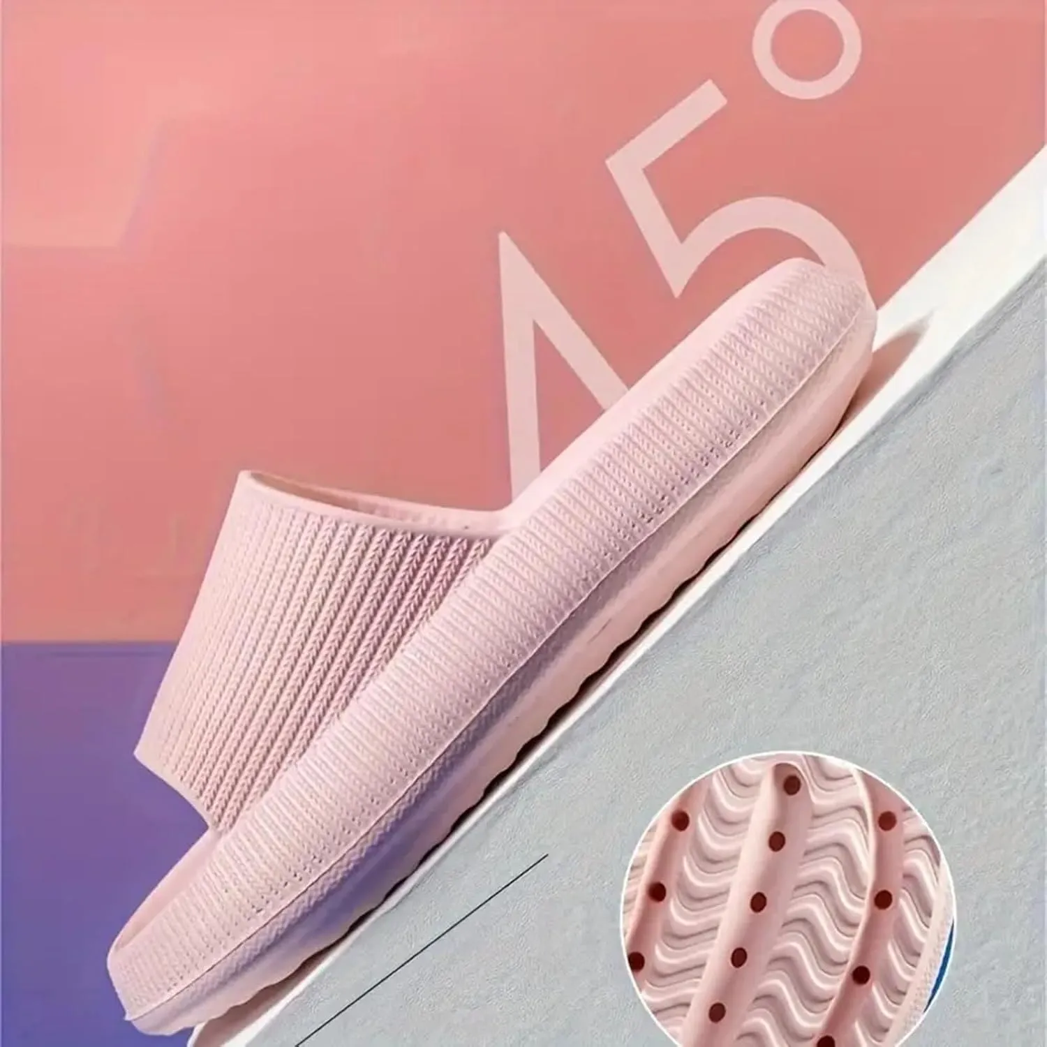 Clouds Womens Thick Memory Foam Slippers Unisex Lightweight House Slipper Non Slip Soft Cushioned Thick Sole Open Toe Bathroom Shower Shoes