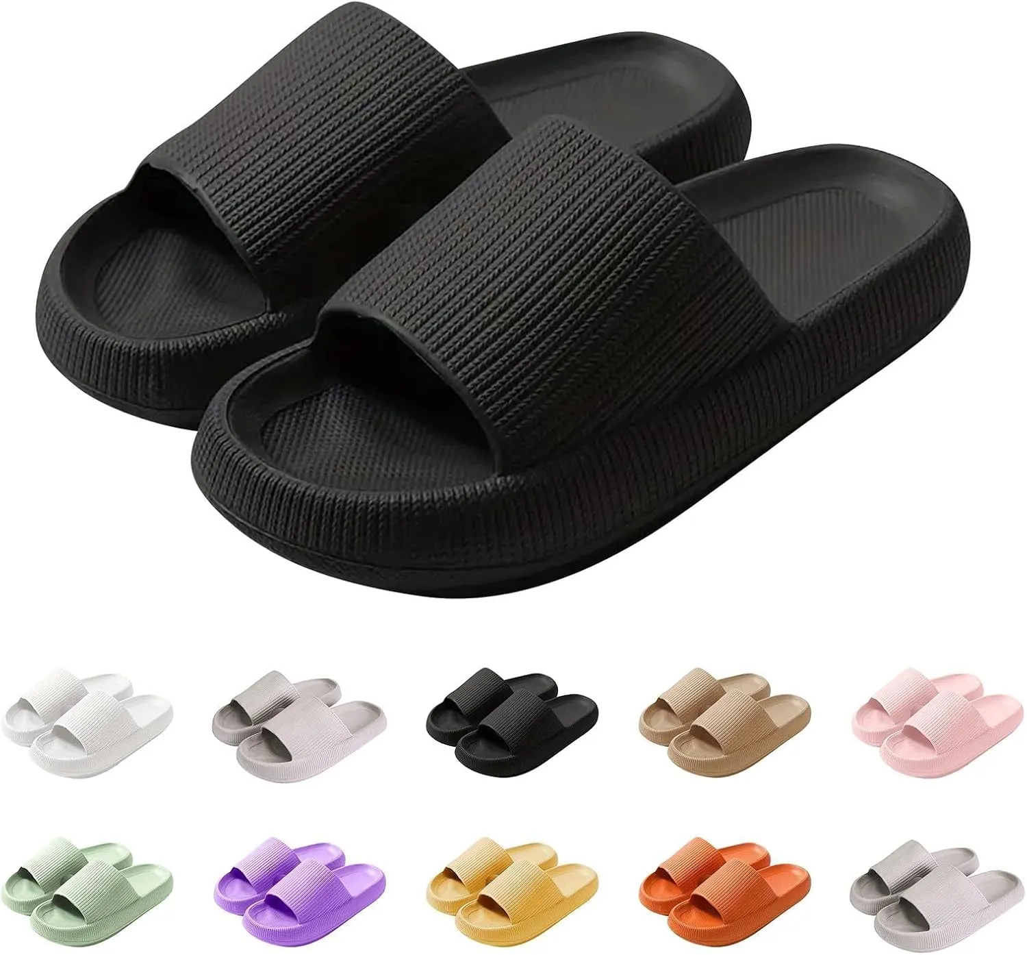 Clouds Womens Thick Memory Foam Slippers Unisex Lightweight House Slipper Non Slip Soft Cushioned Thick Sole Open Toe Bathroom Shower Shoes