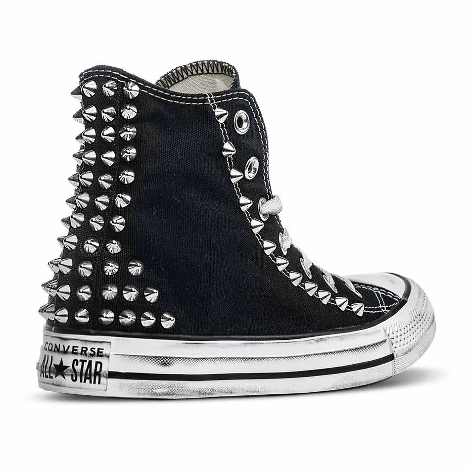 Converse All Star alte nere - Borchie Argento