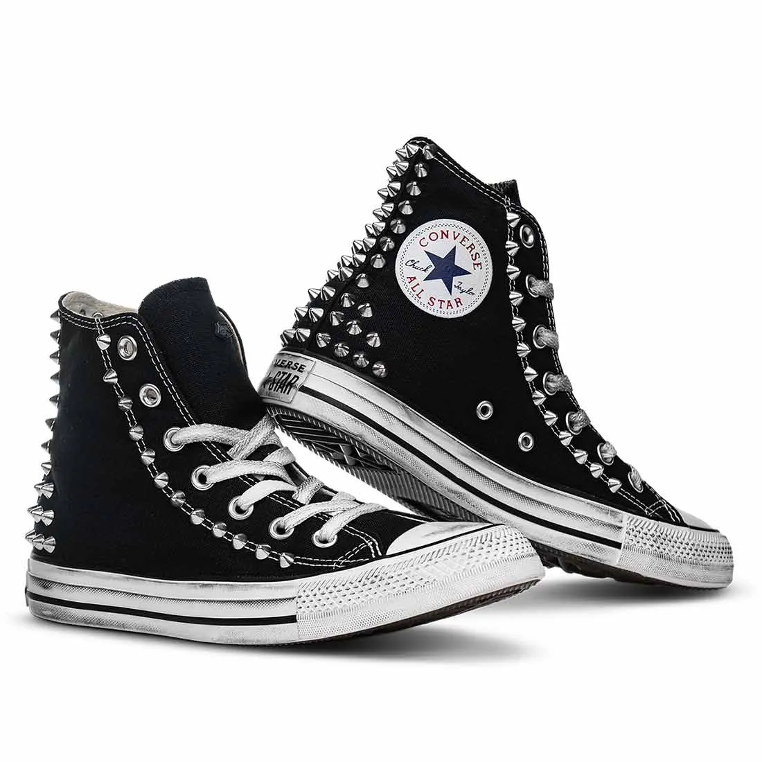Converse All Star alte nere - Borchie Argento