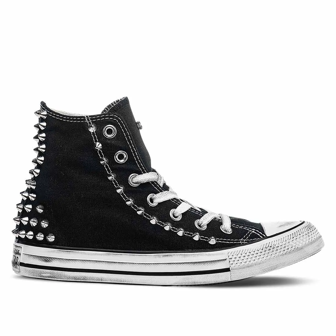 Converse All Star alte nere - Borchie Argento