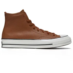 Converse Chuck 70 Hi Leather Shoes - Warm Tan/Black/Egret