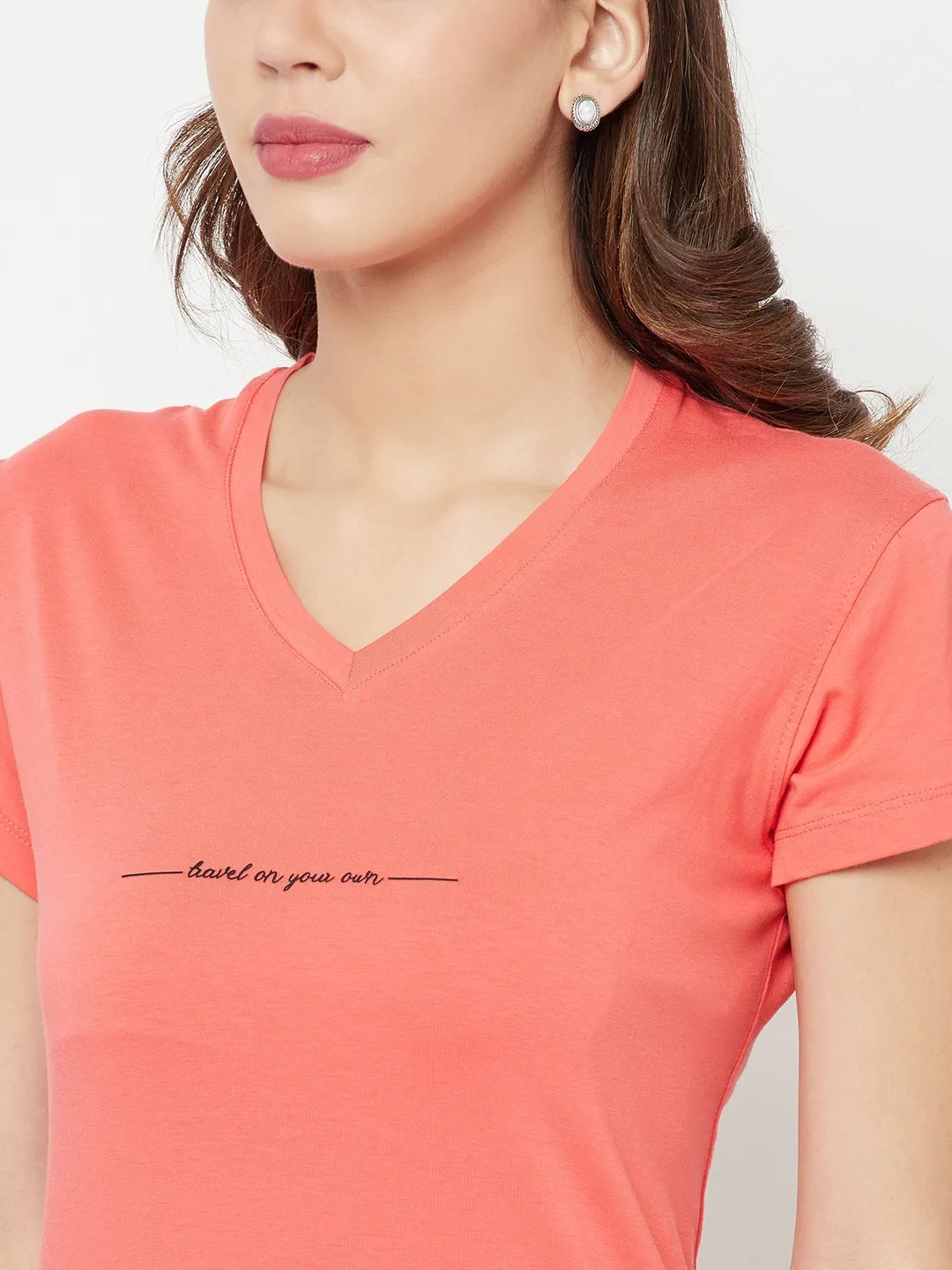 Coral Typography T-Shirt