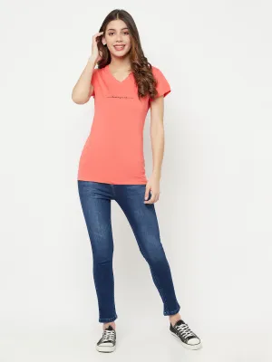 Coral Typography T-Shirt