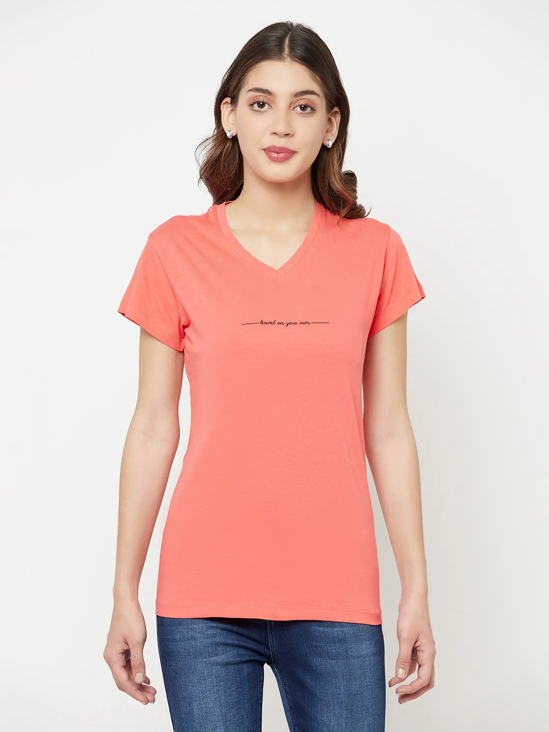 Coral Typography T-Shirt