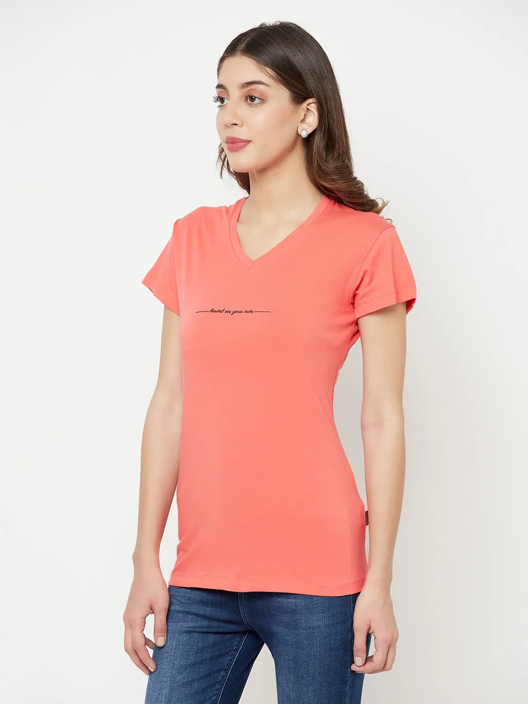 Coral Typography T-Shirt