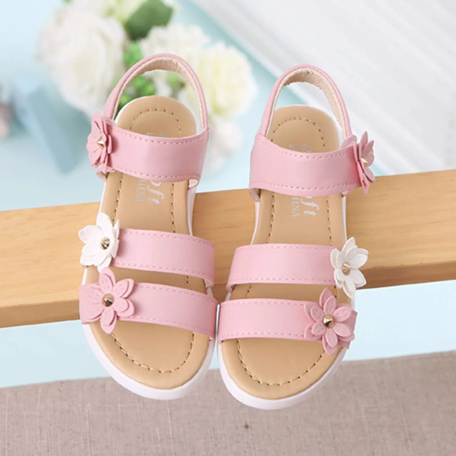 Cross Sandals for Toddler Cross Girls Shoes Non-Slip Sandals Kids Rubber Baby Sandals Flower Baby Shoes