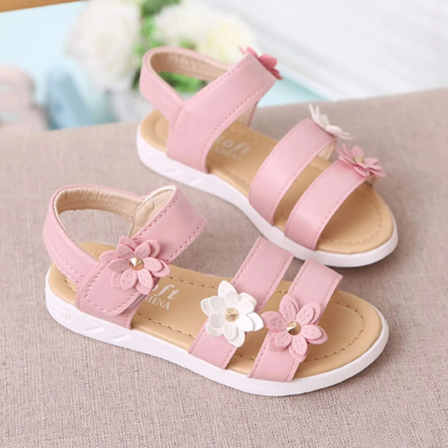 Cross Sandals for Toddler Cross Girls Shoes Non-Slip Sandals Kids Rubber Baby Sandals Flower Baby Shoes