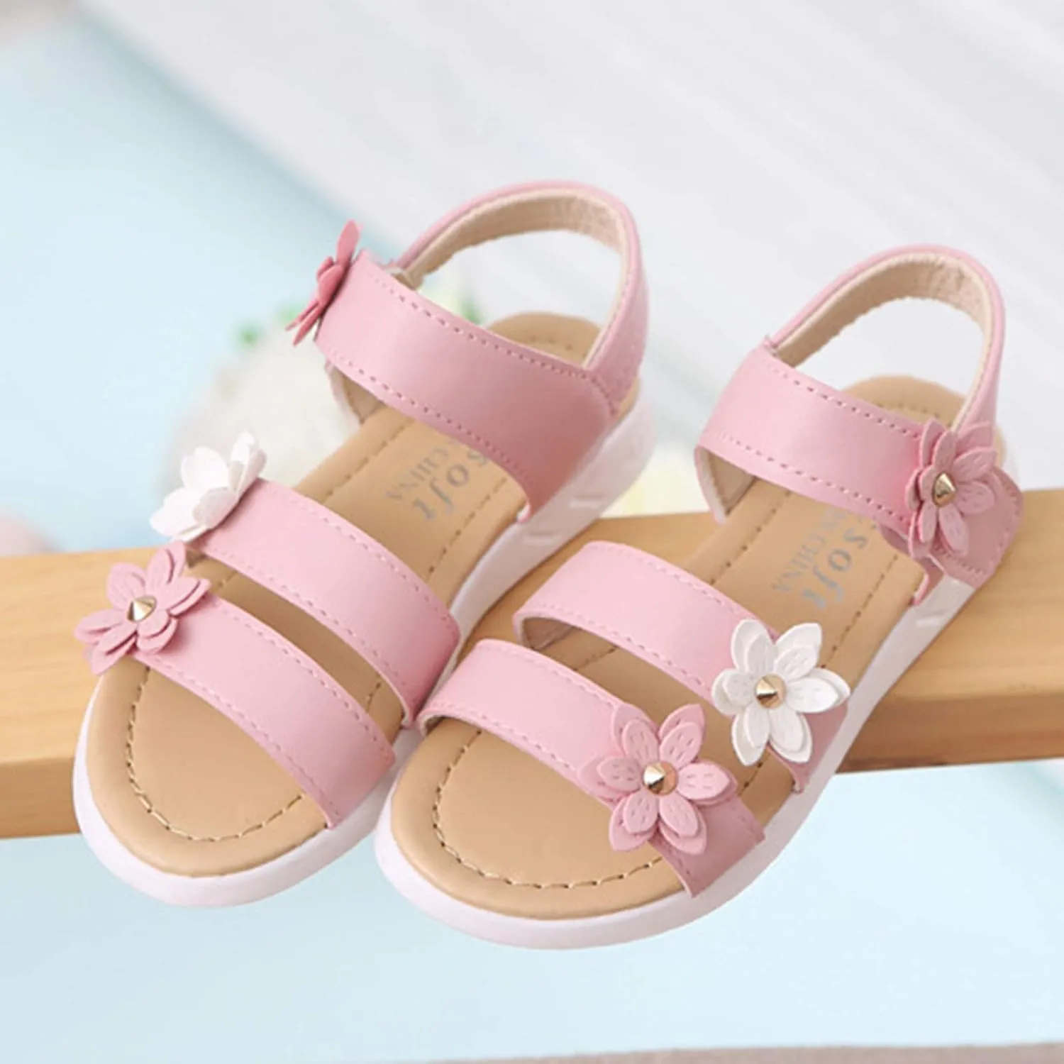 Cross Sandals for Toddler Cross Girls Shoes Non-Slip Sandals Kids Rubber Baby Sandals Flower Baby Shoes