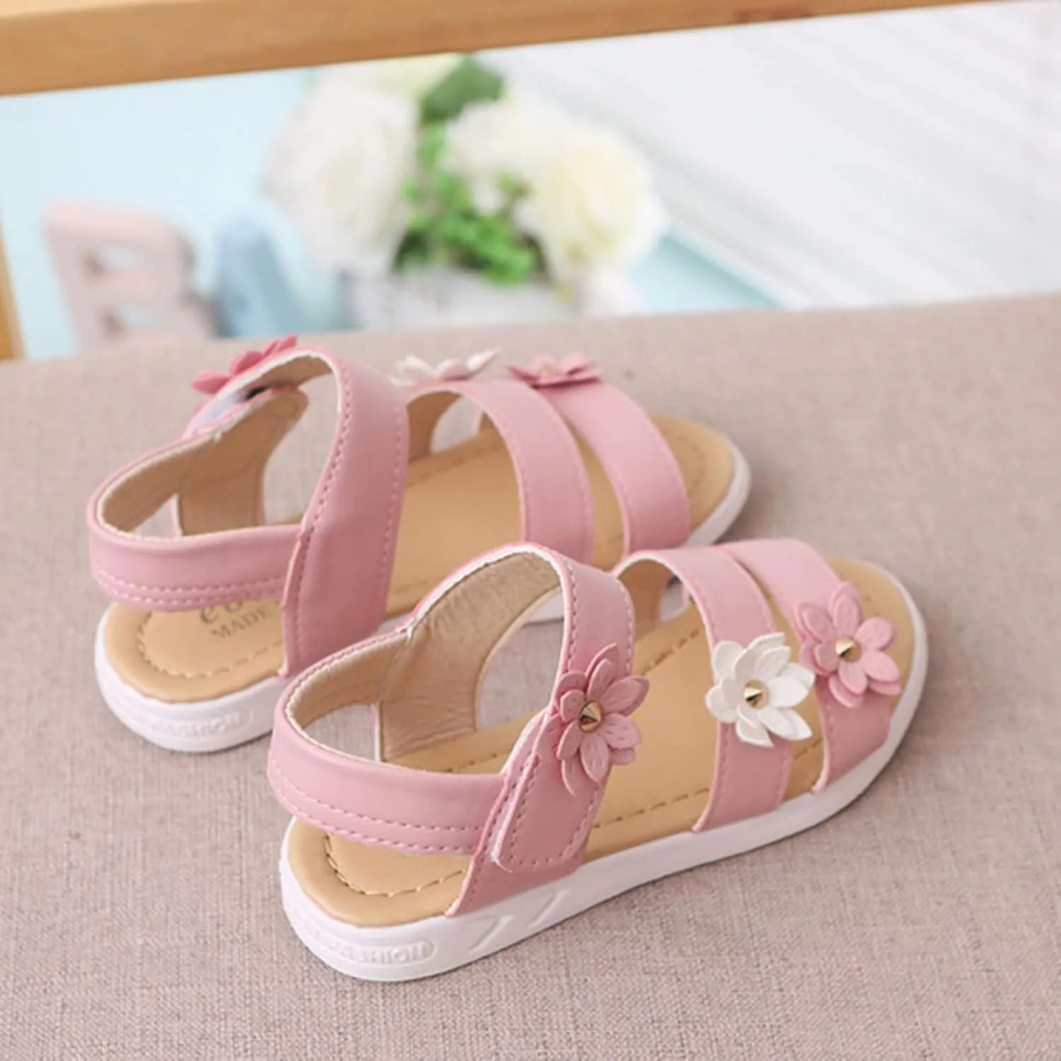 Cross Sandals for Toddler Cross Girls Shoes Non-Slip Sandals Kids Rubber Baby Sandals Flower Baby Shoes