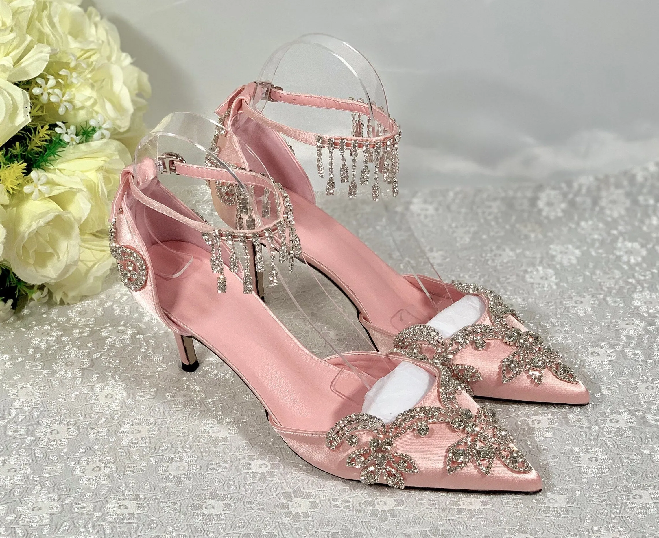 Crystal Trim Sandals | Custom Colours