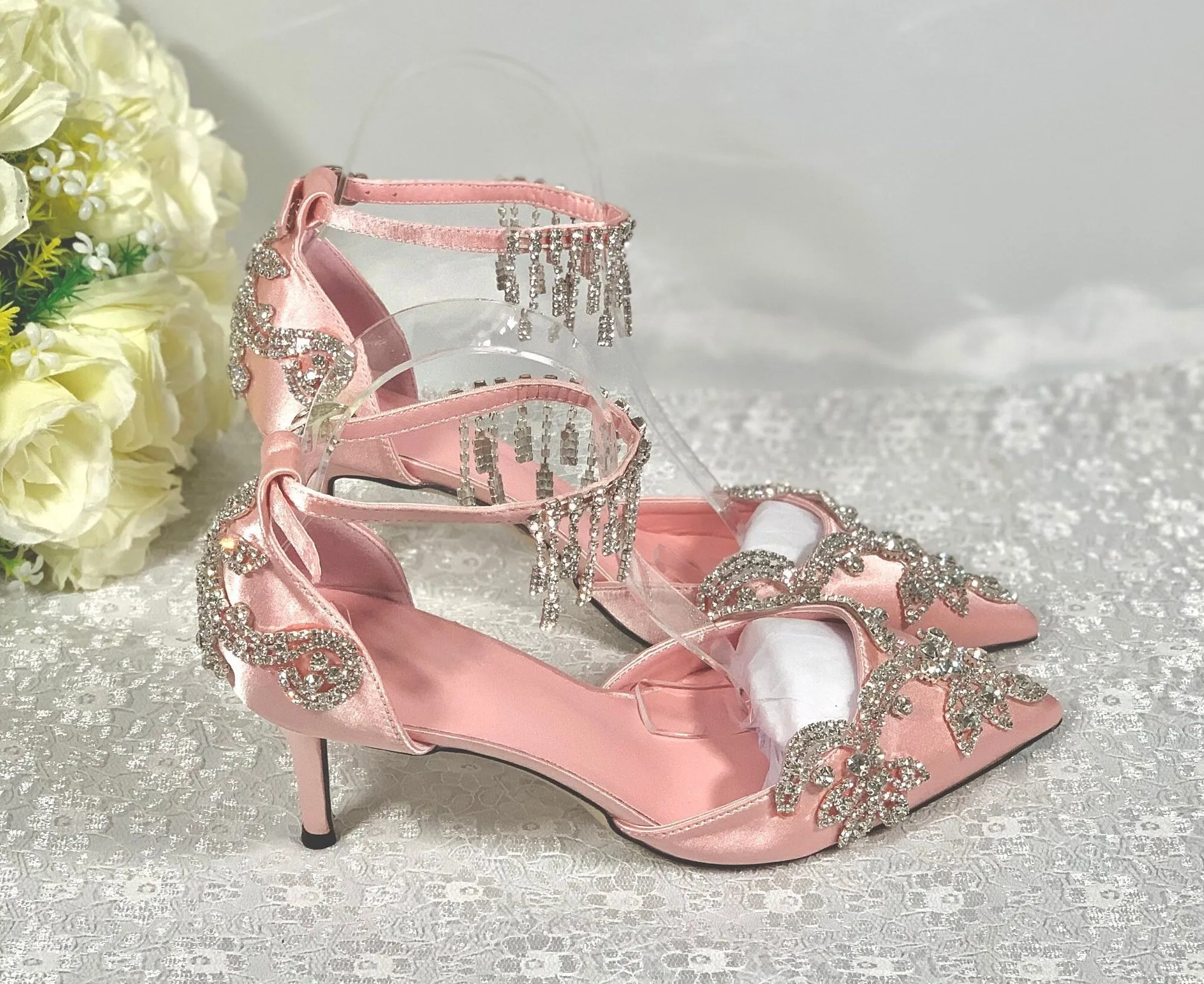Crystal Trim Sandals | Custom Colours
