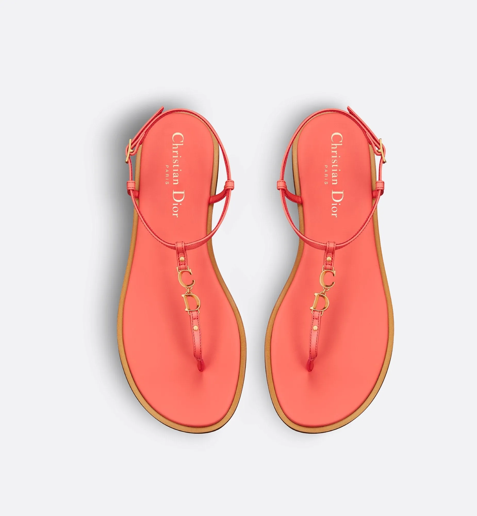 Dioriviera C'Est Dior Thong Sandal Coral Calfskin