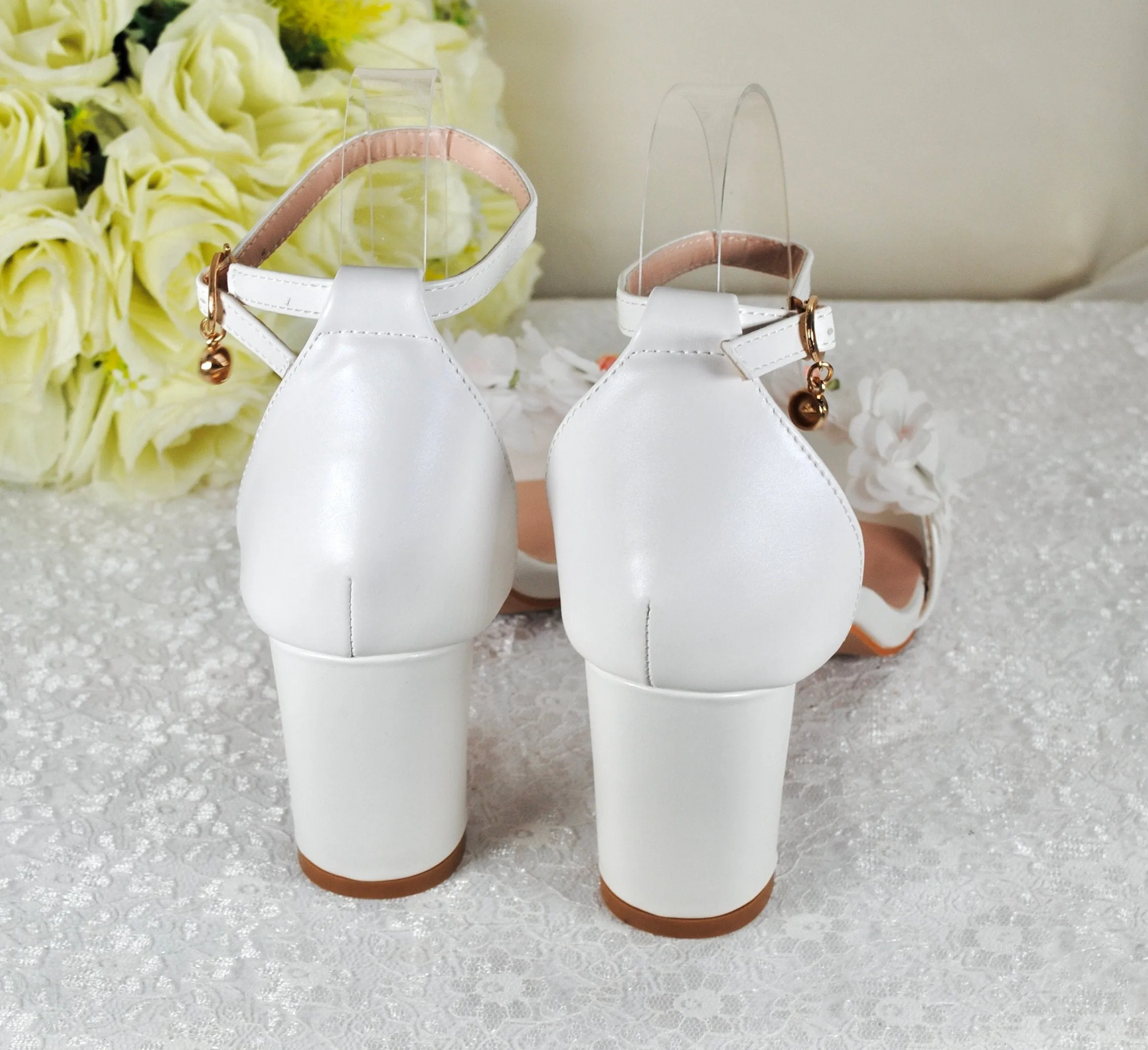 Floral Block Heel Bridal Shoes | 2cm, 4.5cm or 7cm Heel