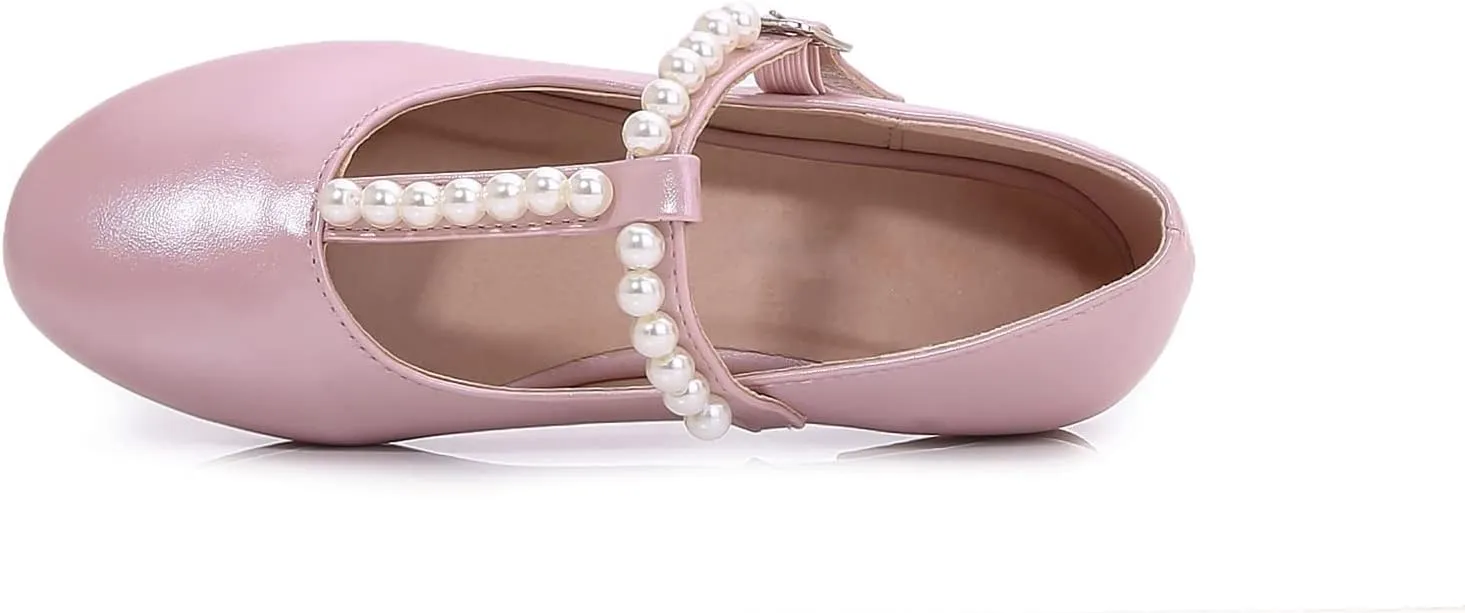 Girls Big Kids Middle Kids Ballet Flats Toddler Shoes Cute Pearl Shoes Dress Girls Mary Jane School Wedding Party Shoes Flower Girl Princess Dress Shoes