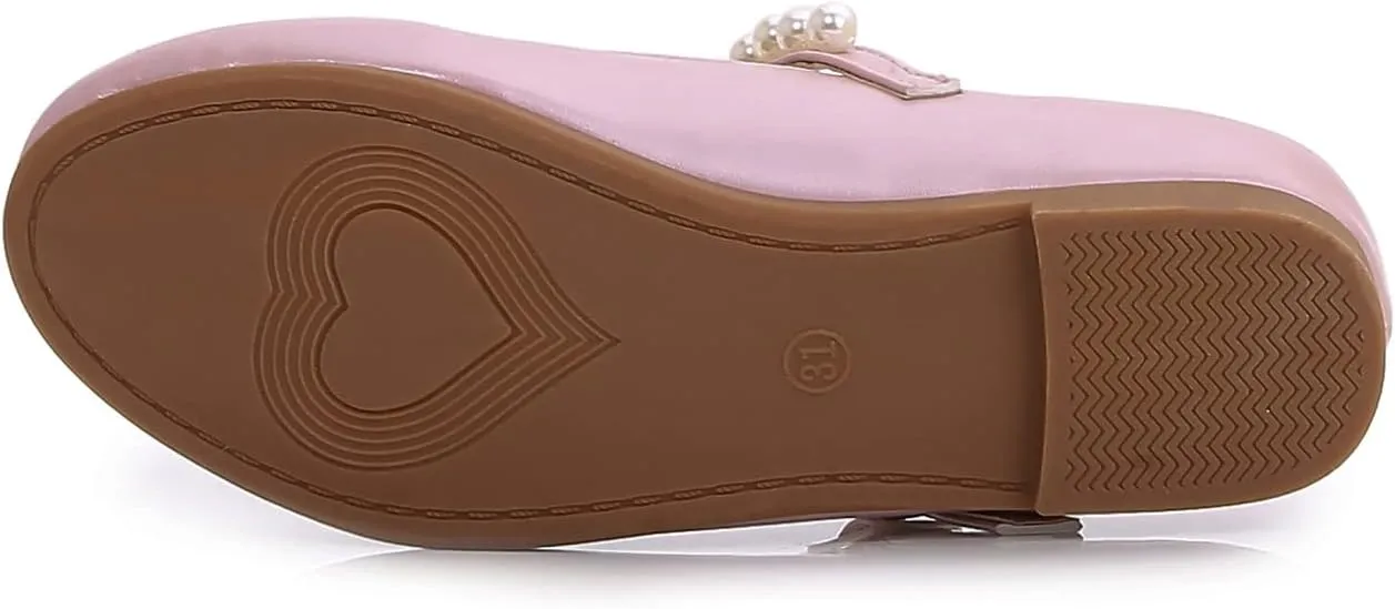 Girls Big Kids Middle Kids Ballet Flats Toddler Shoes Cute Pearl Shoes Dress Girls Mary Jane School Wedding Party Shoes Flower Girl Princess Dress Shoes