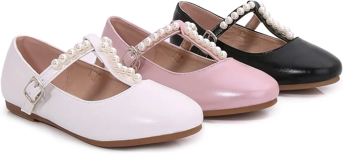 Girls Big Kids Middle Kids Ballet Flats Toddler Shoes Cute Pearl Shoes Dress Girls Mary Jane School Wedding Party Shoes Flower Girl Princess Dress Shoes
