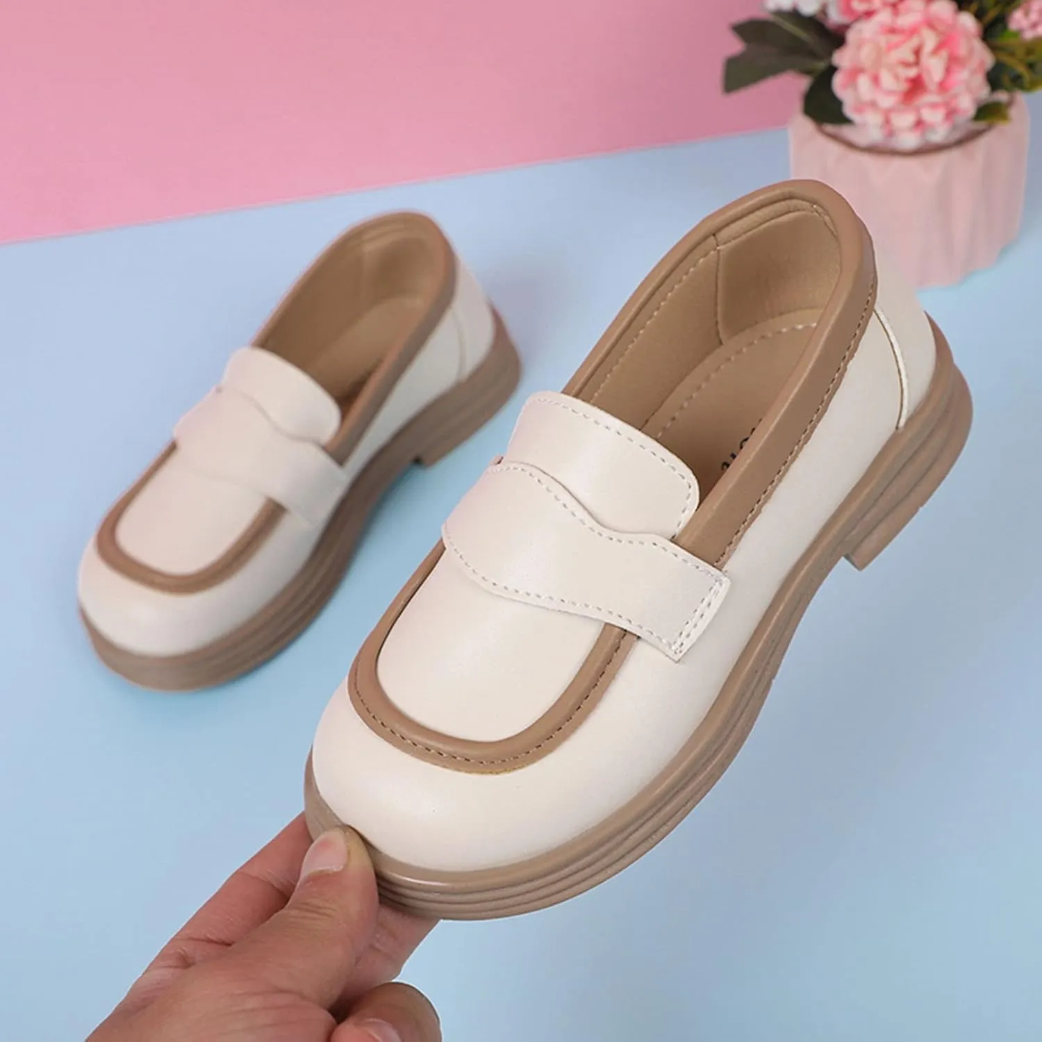 Girls Dress Shoes Chunky Loafers for Girl Platform Loafers School Uniform Slip On Shoes Toddler Girls Shoes