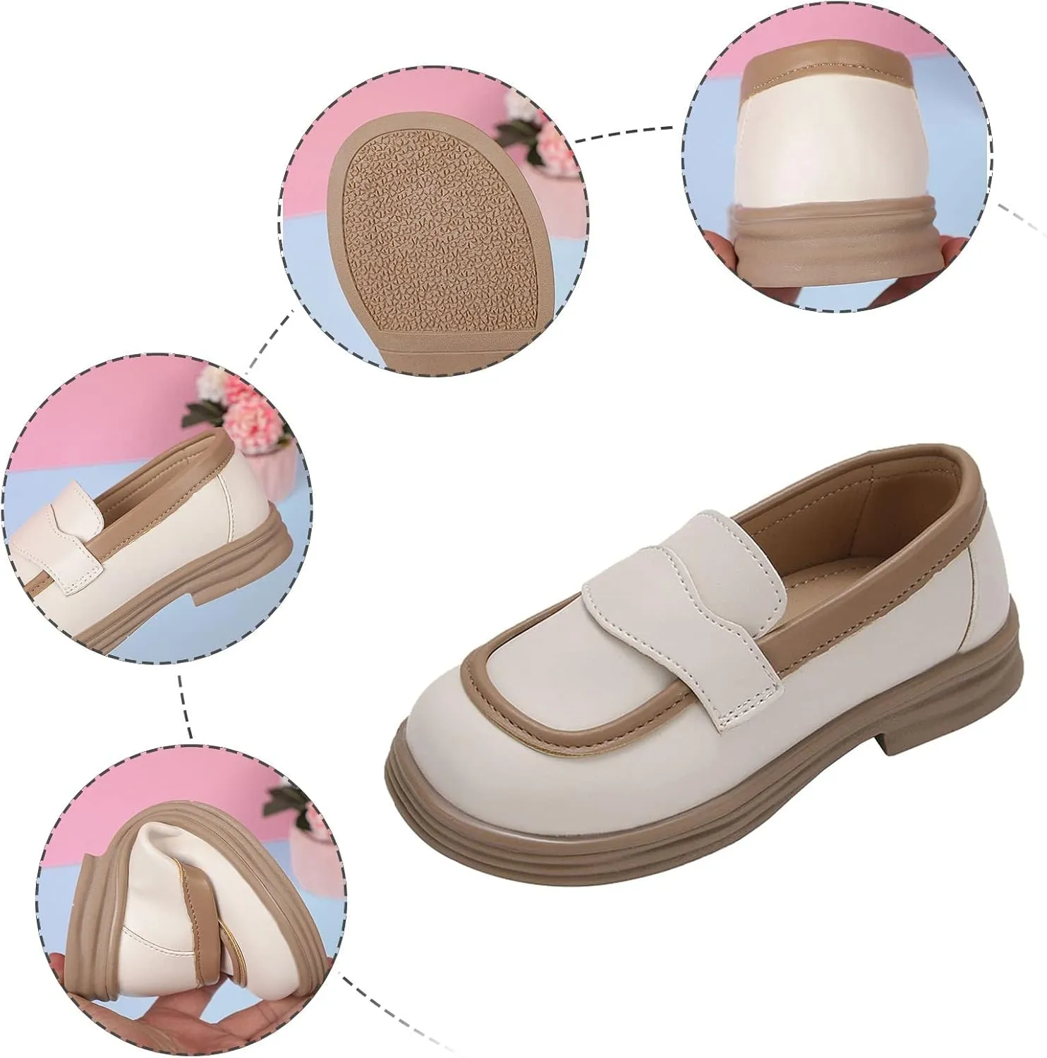 Girls Dress Shoes Chunky Loafers for Girl Platform Loafers School Uniform Slip On Shoes Toddler Girls Shoes