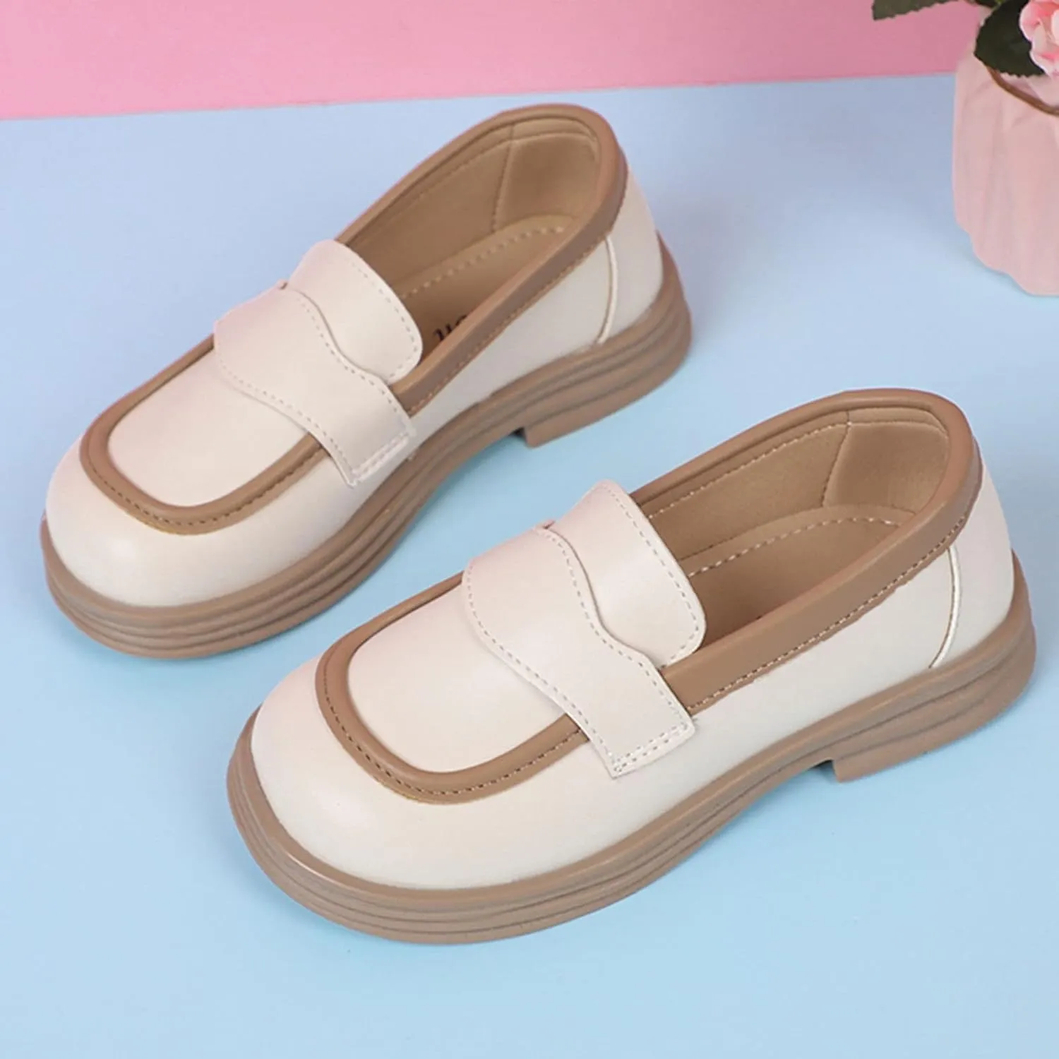 Girls Dress Shoes Chunky Loafers for Girl Platform Loafers School Uniform Slip On Shoes Toddler Girls Shoes