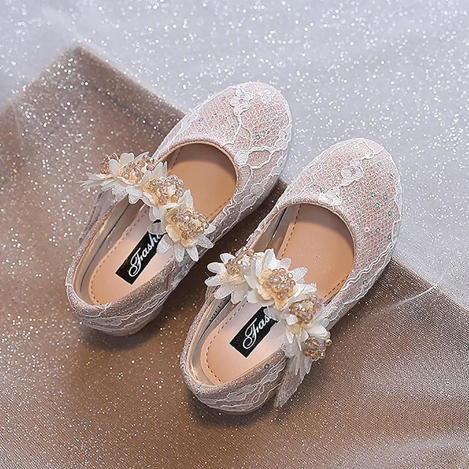 Girls Dress Shoes,Girls Baby Princess Shoes Rhinestone Flower Sandals Dancing Shoes Pearl Crystal Kawaii Shoes 1-6 Y