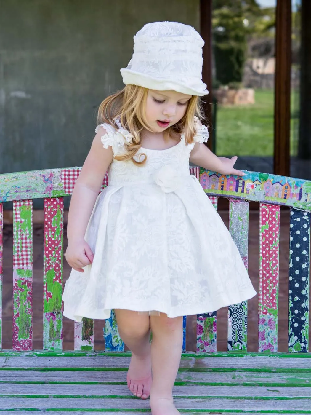 Girl's embroidered linen dress - MARILU