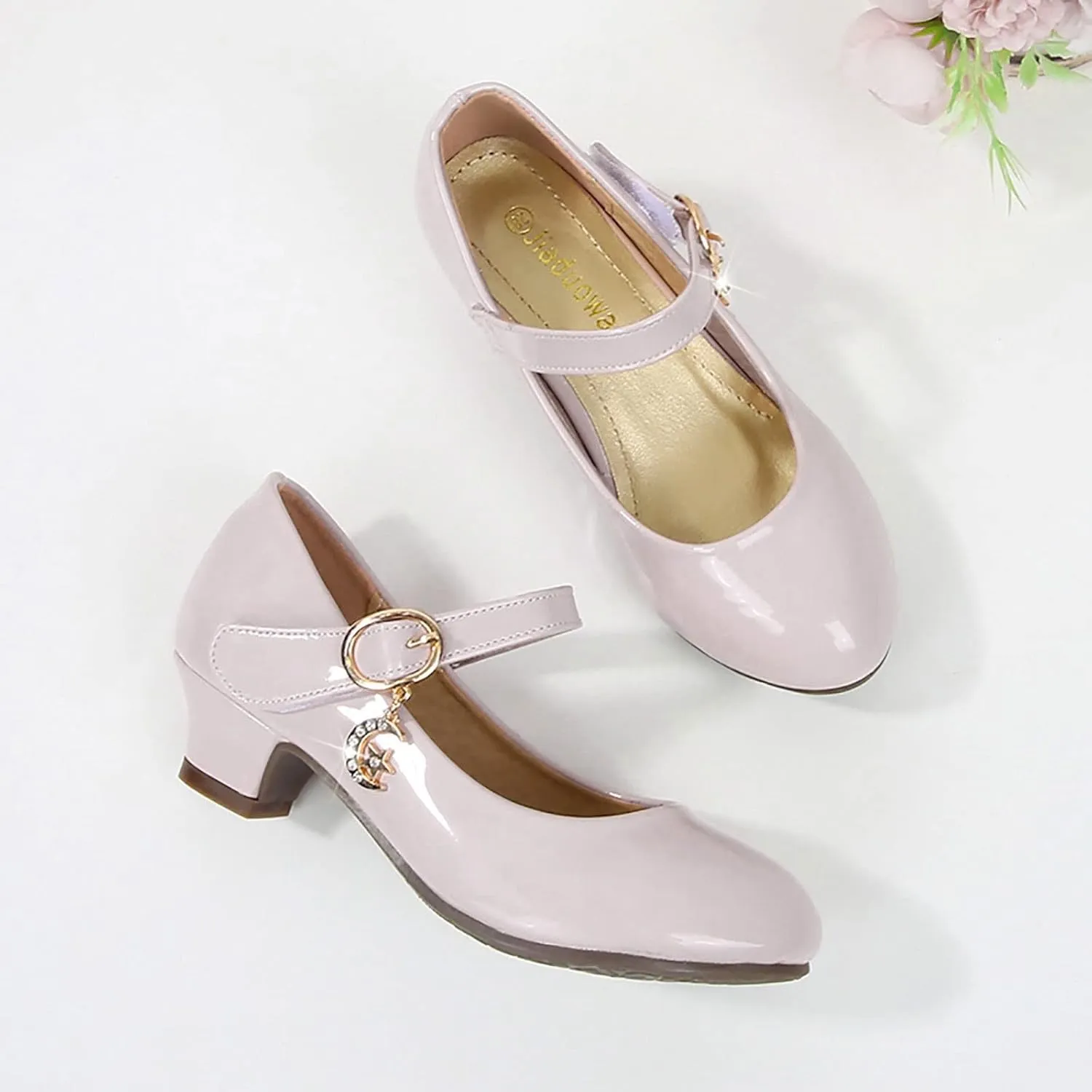 Girls Mary Jane Shoes Low Heel Dress Shoes Flower Girl School Shoes Patent Leather Shoes for Wedding Party