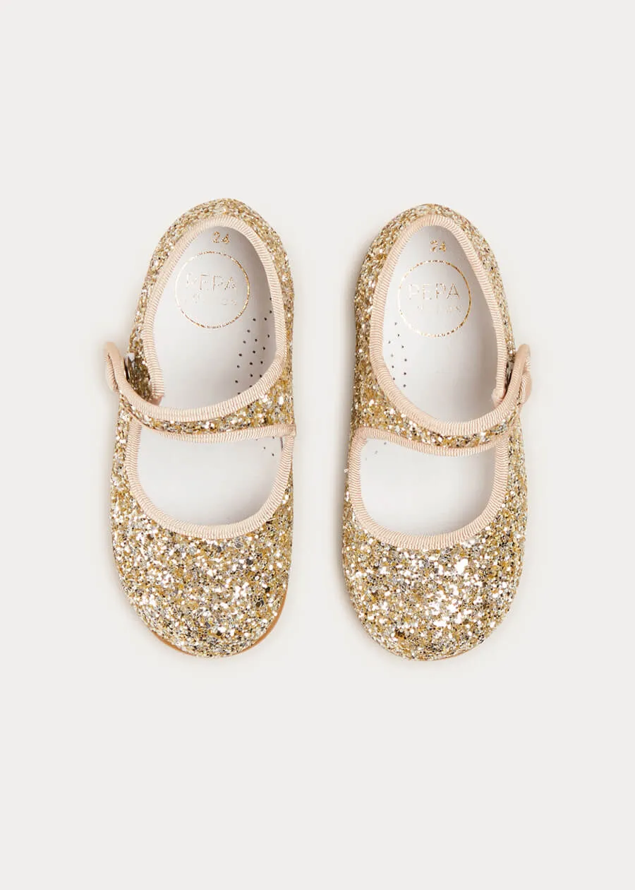 Glittery Mary Jane Shoes in Gold (24-34EU)